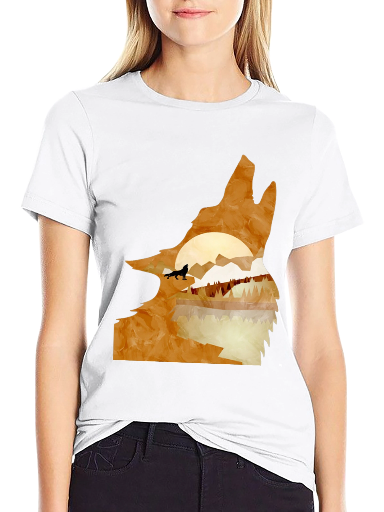 Black Wolf Silhouette Graphic Tee - Nature Inspired Design view 9