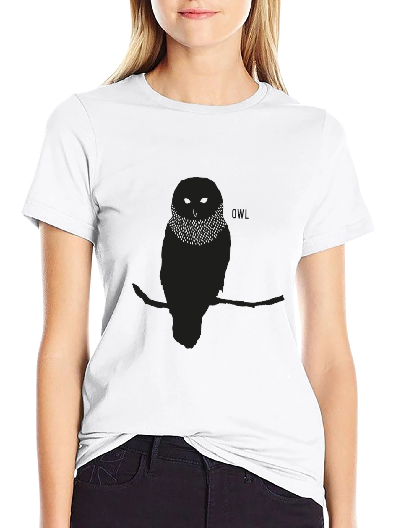 Black Men's Black Owl Graphic Print T-Shirt view 9