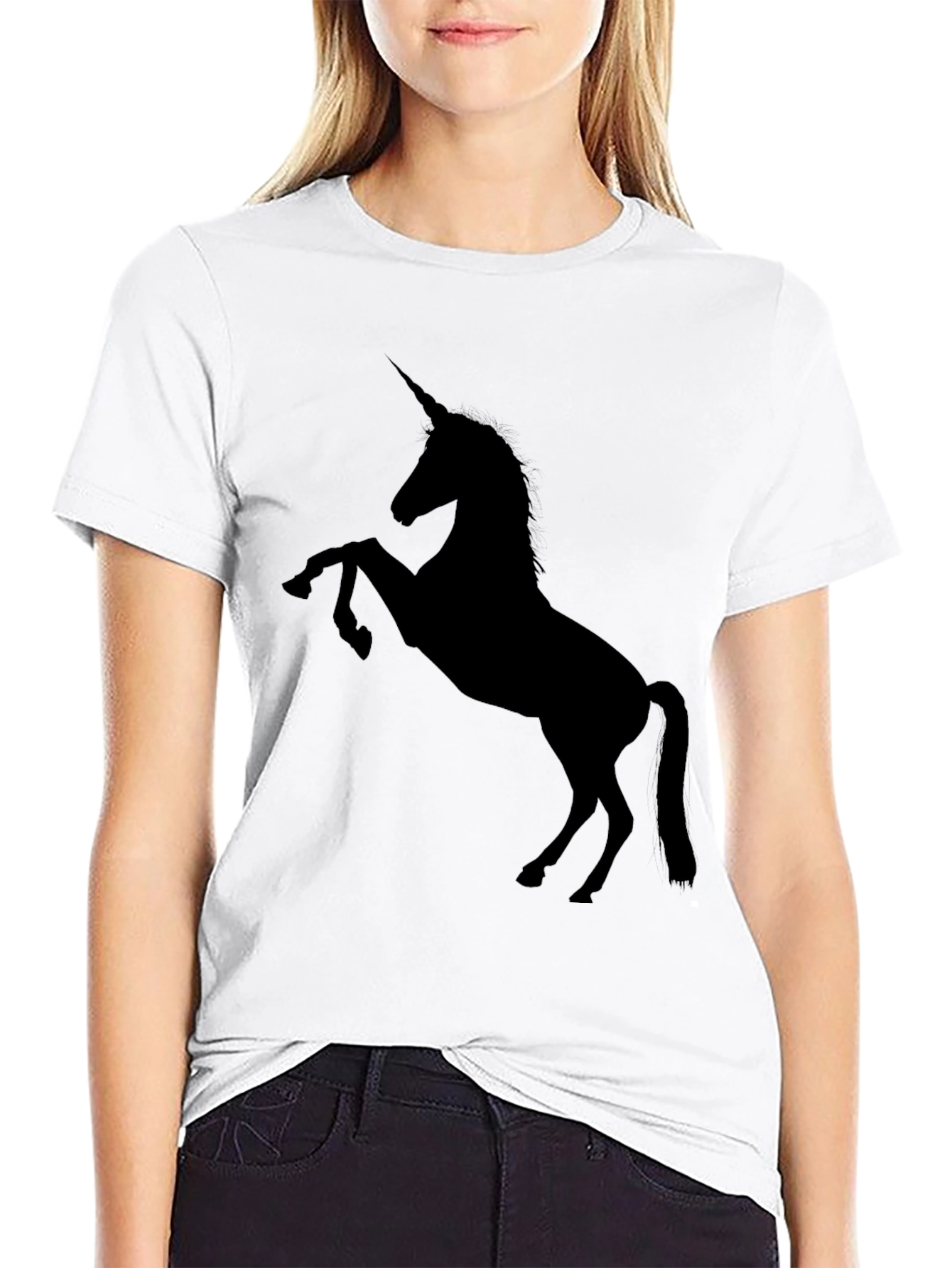 Black Unicorn Silhouette Tee - Black Graphic T-Shirt view 9