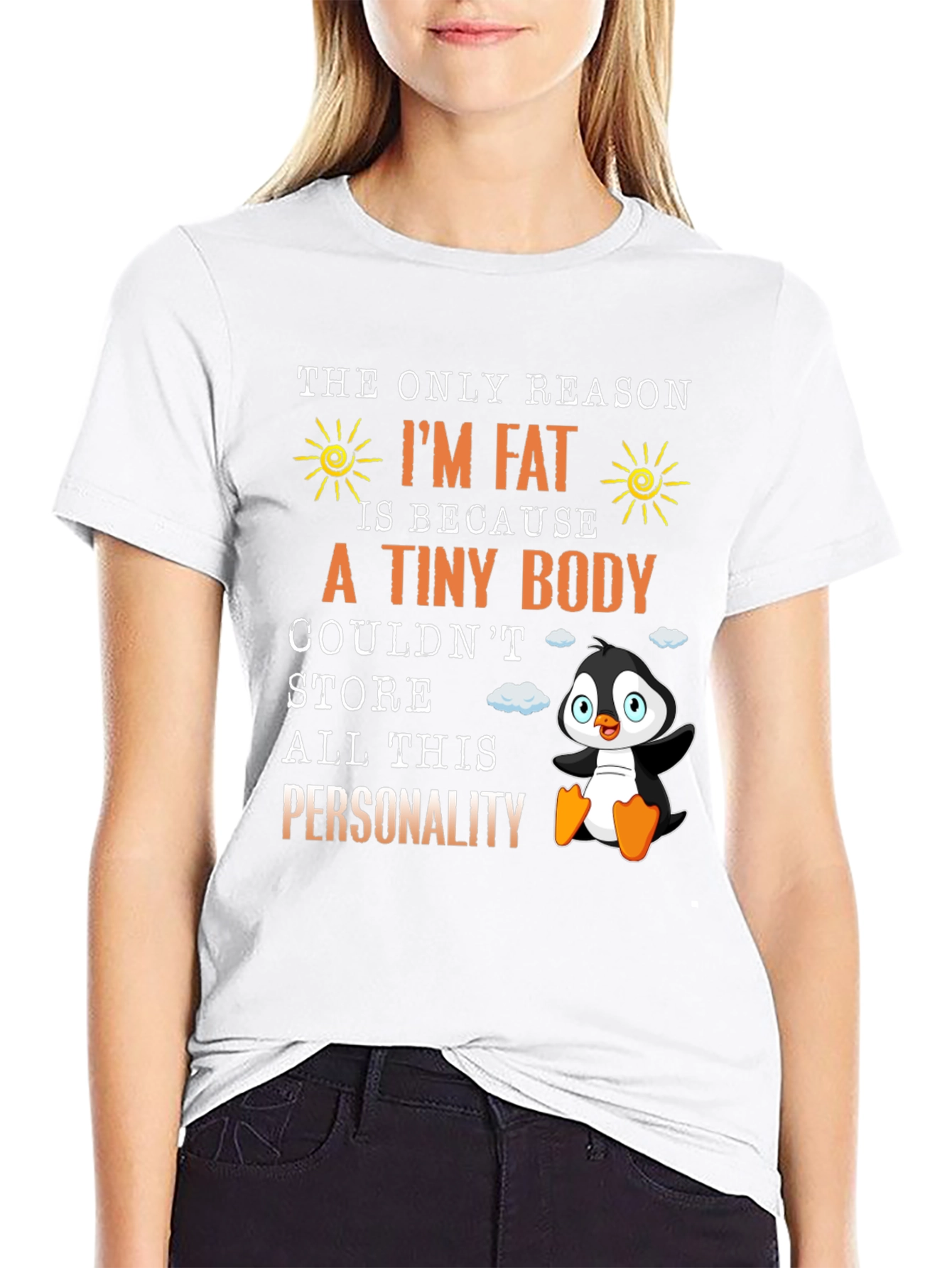 Black Funny I'm Fat Penguin T-Shirt - Personality view 9