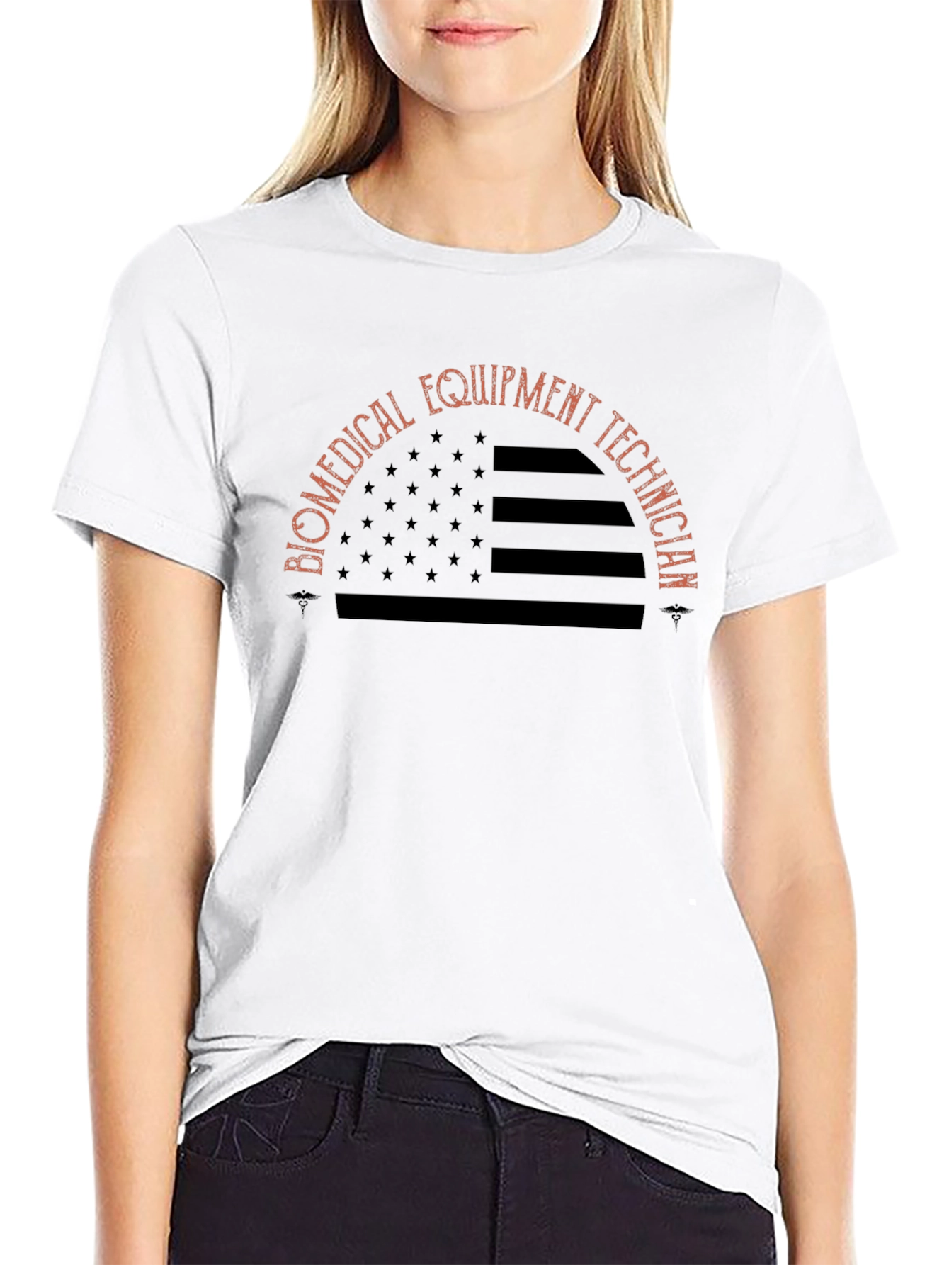 Black Biomedical Equipment Technician Flag T-Shirt view 9