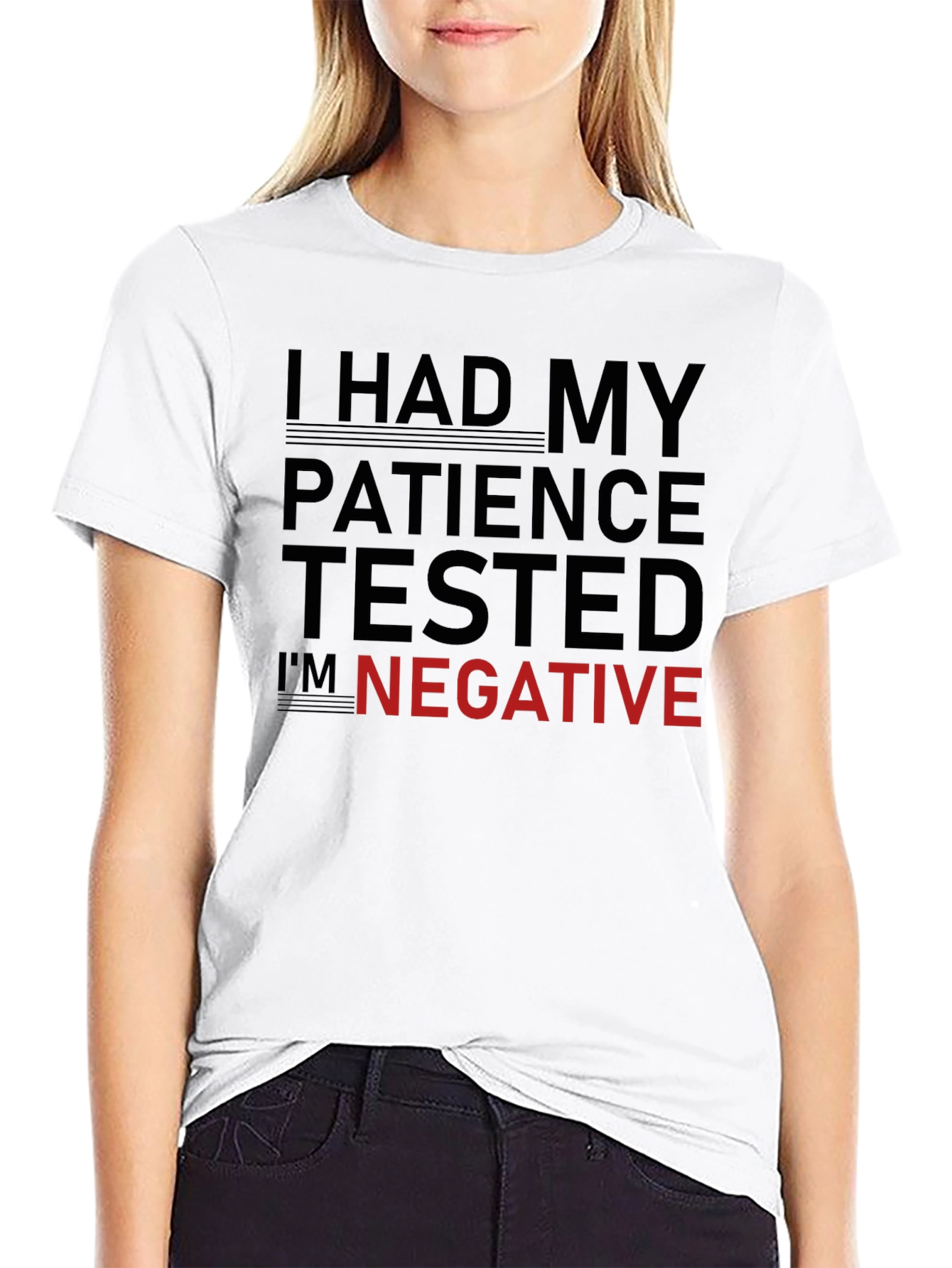 Black Patience Tested Negative Slogan T-Shirt view 9