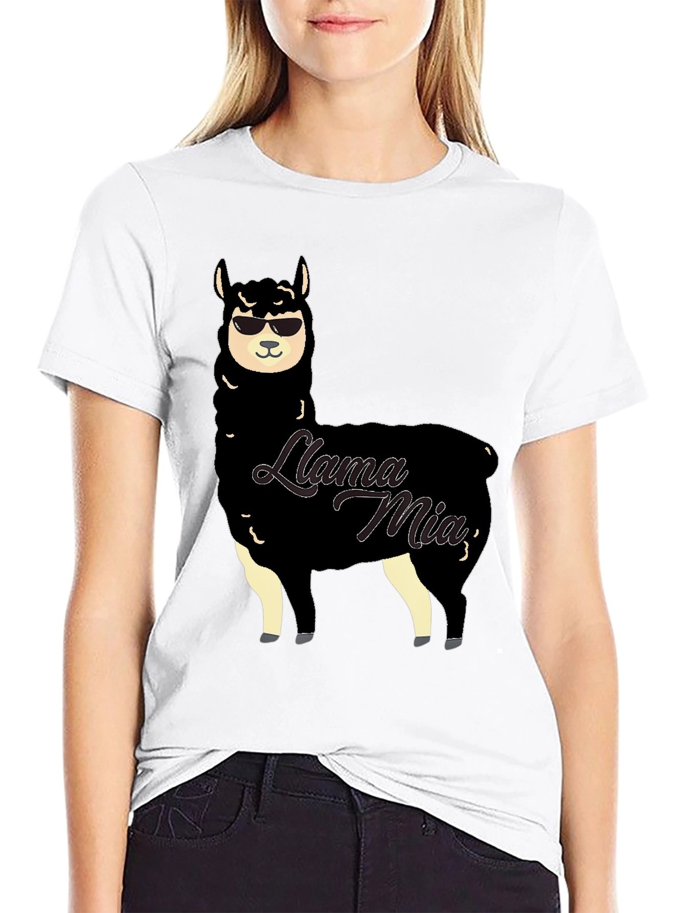 Black Cool Llama Mia T-Shirt view 9