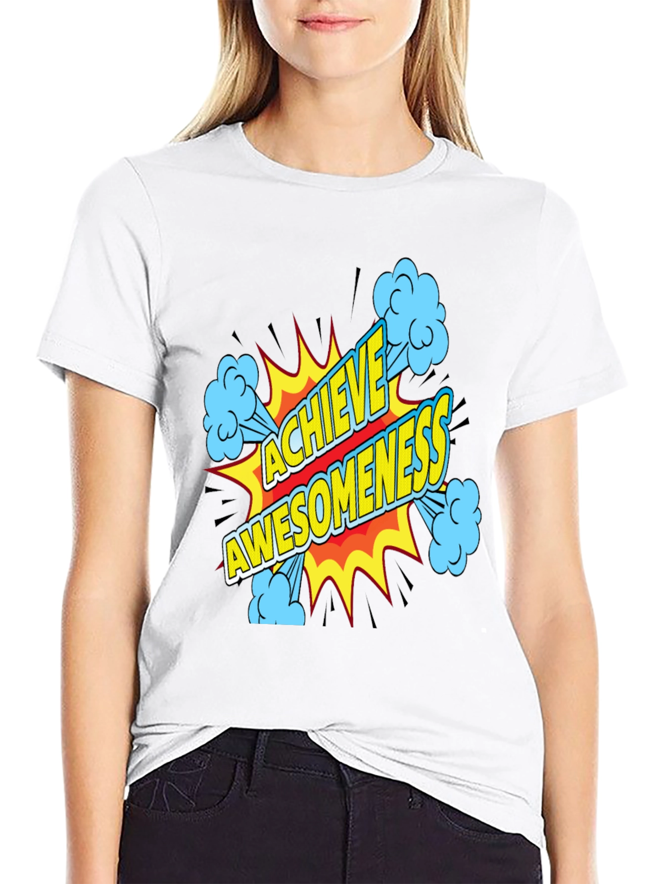 Black Achieve Awesomeness Graphic Black T-Shirt view 9