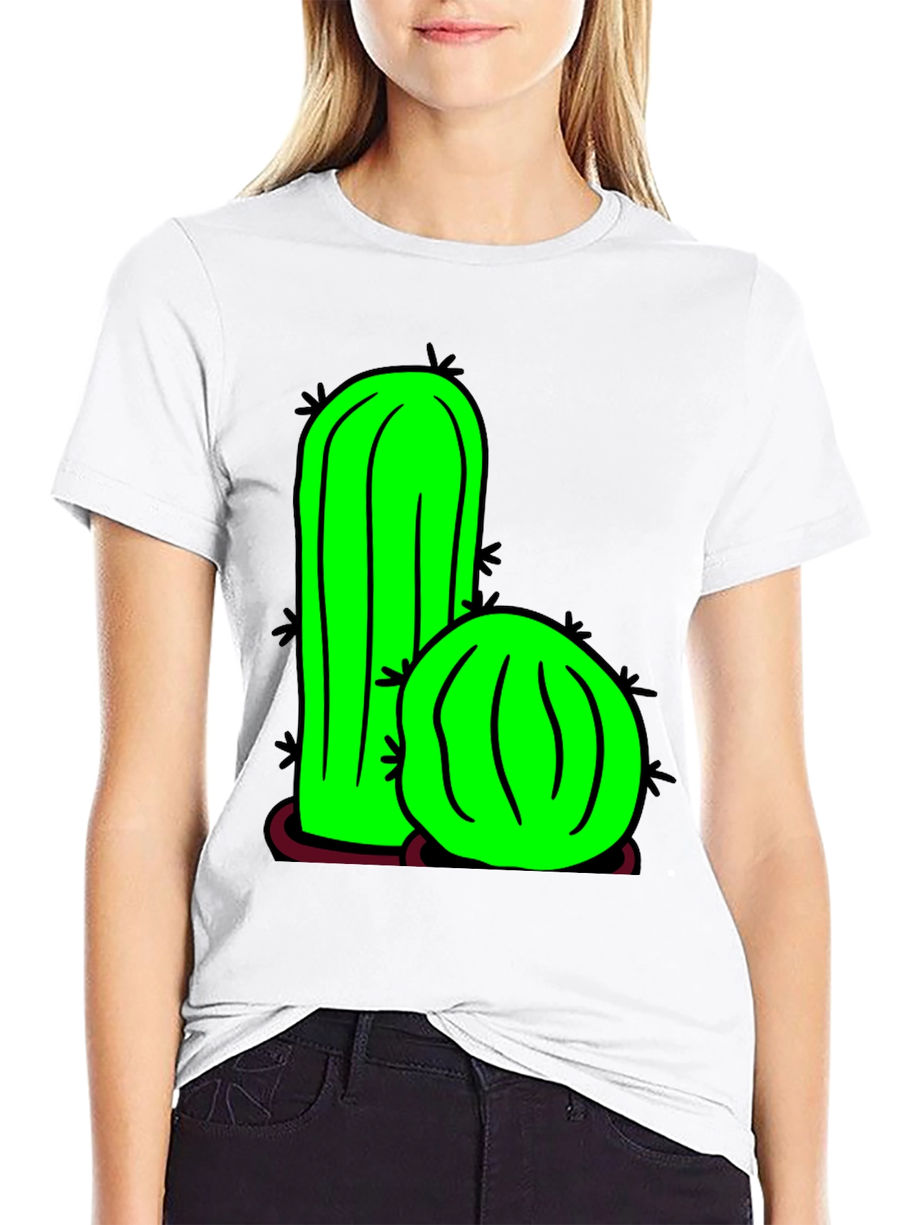 Black Cactus Graphic Tee - Fun Novelty T-Shirt view 9