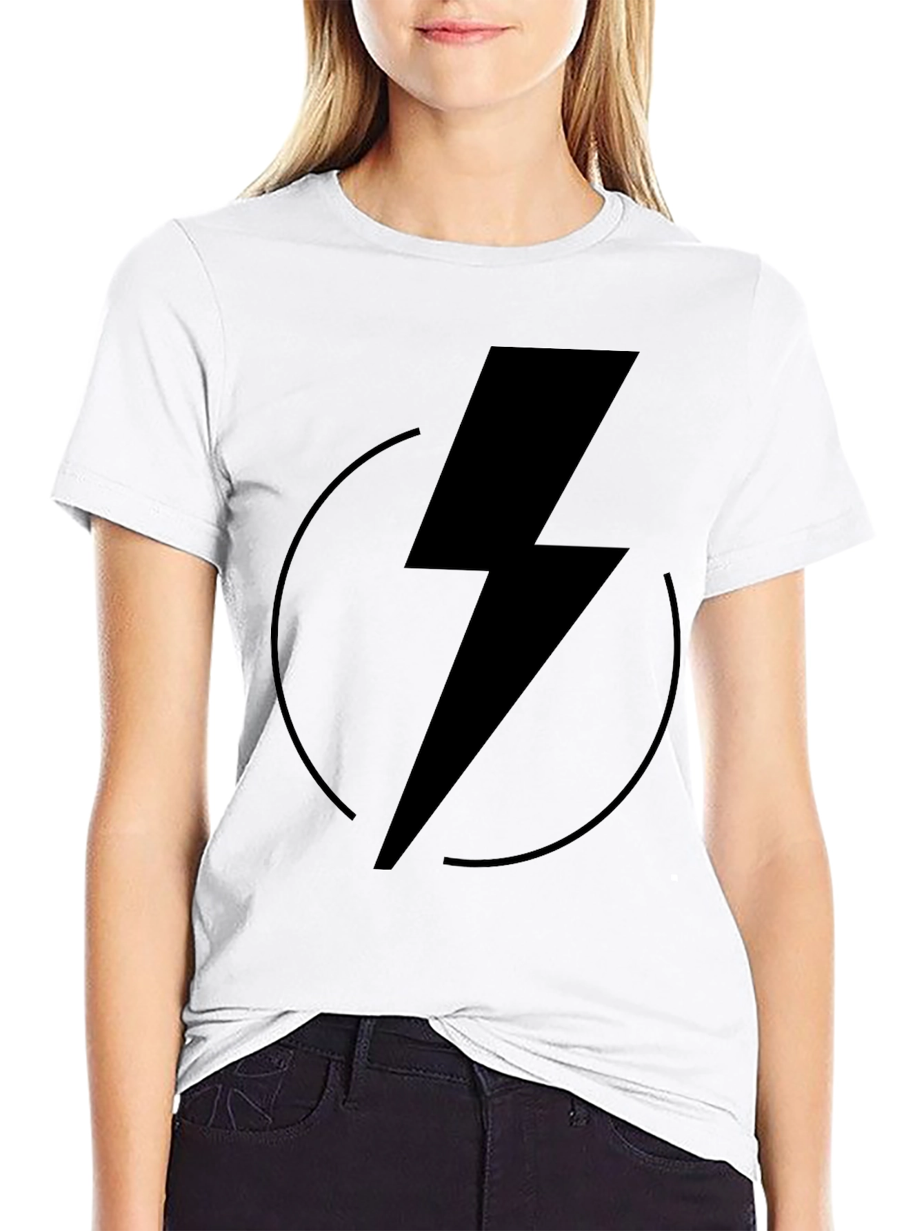 Black Lightning Bolt Graphic Tee - Modern Black T-Shirt view 9