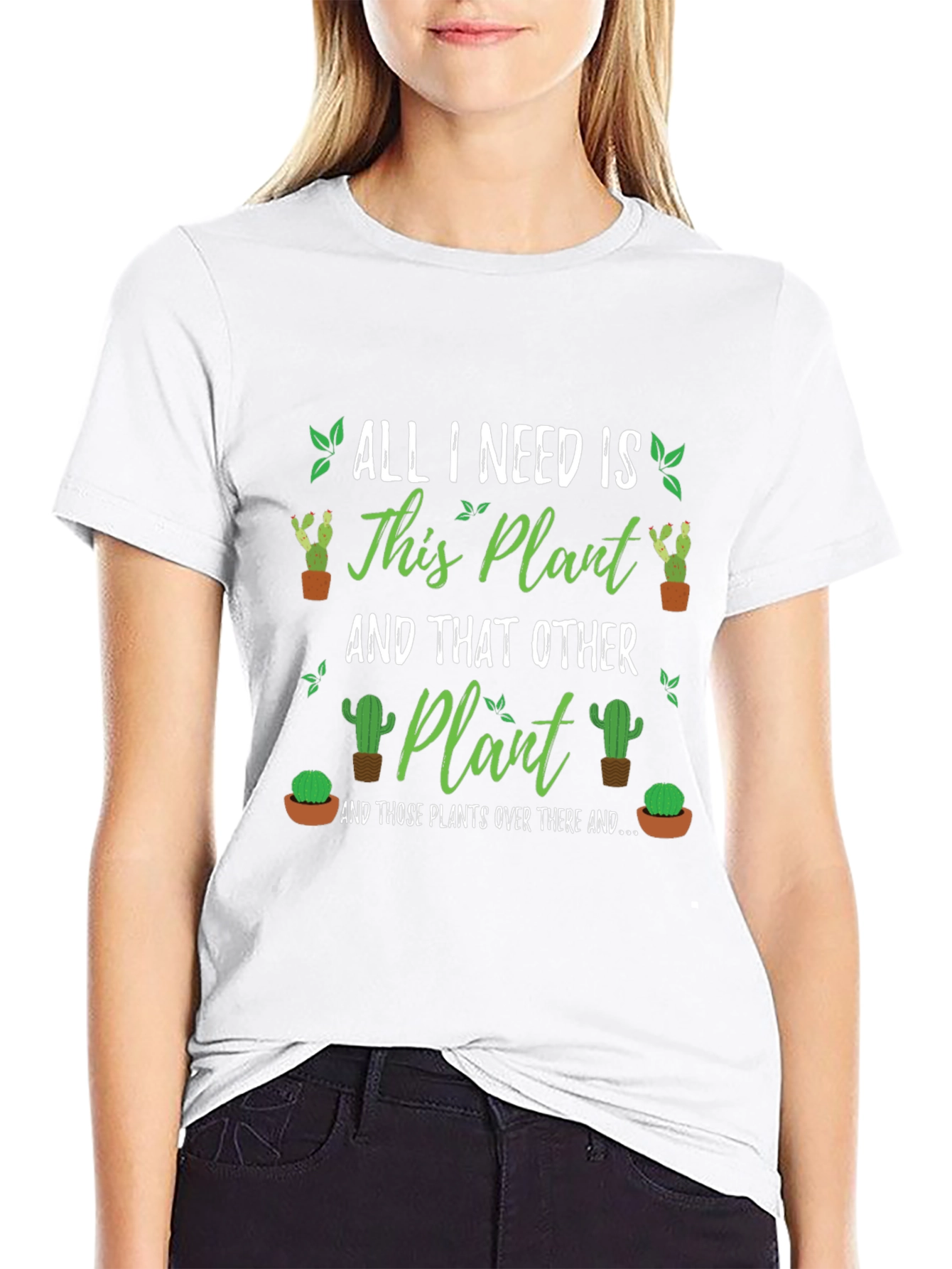 Black Plant Lover T-Shirt - "All I Need Is Plants" Design view 9