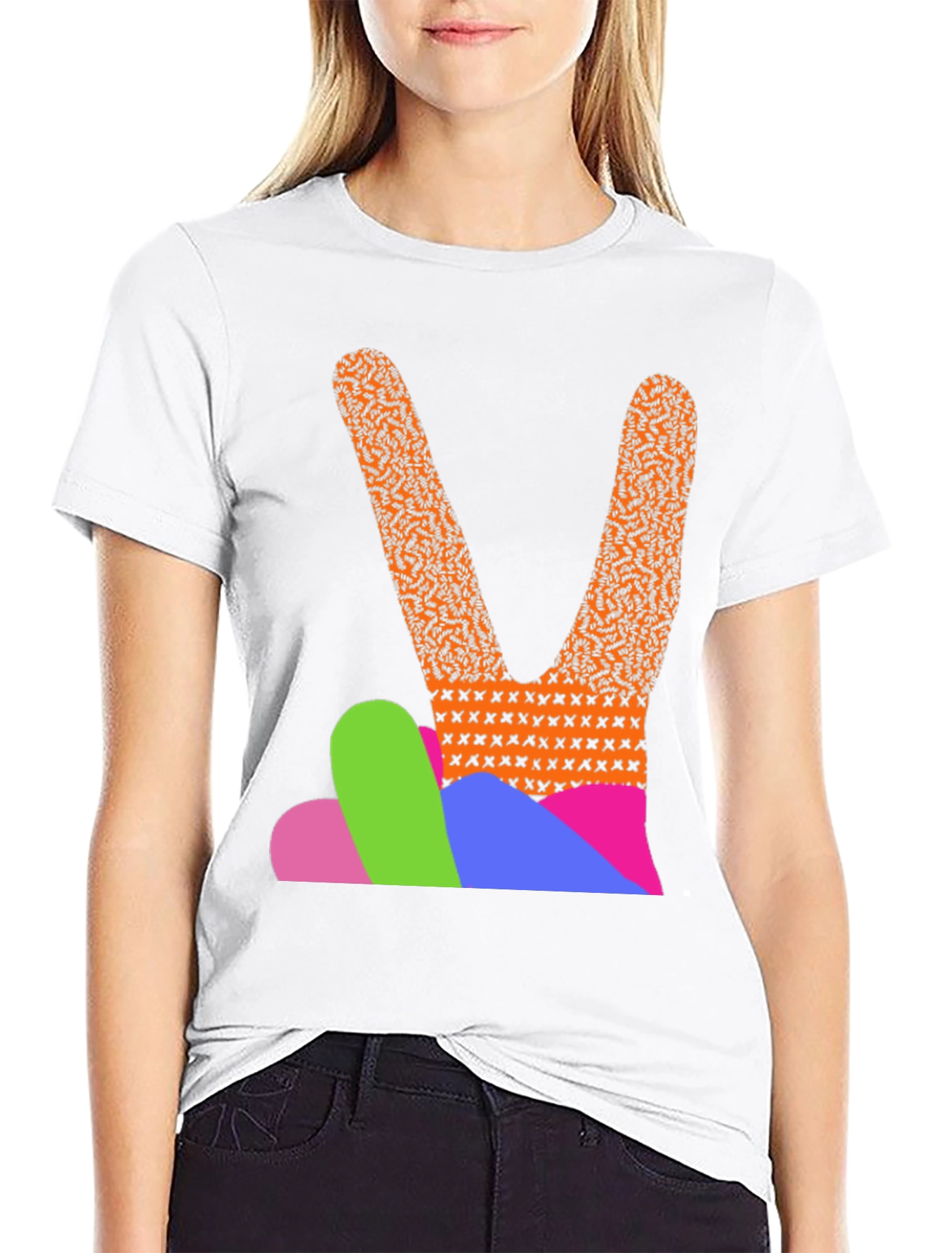 Black Peace Hand Graphic Tee - Retro Style view 9