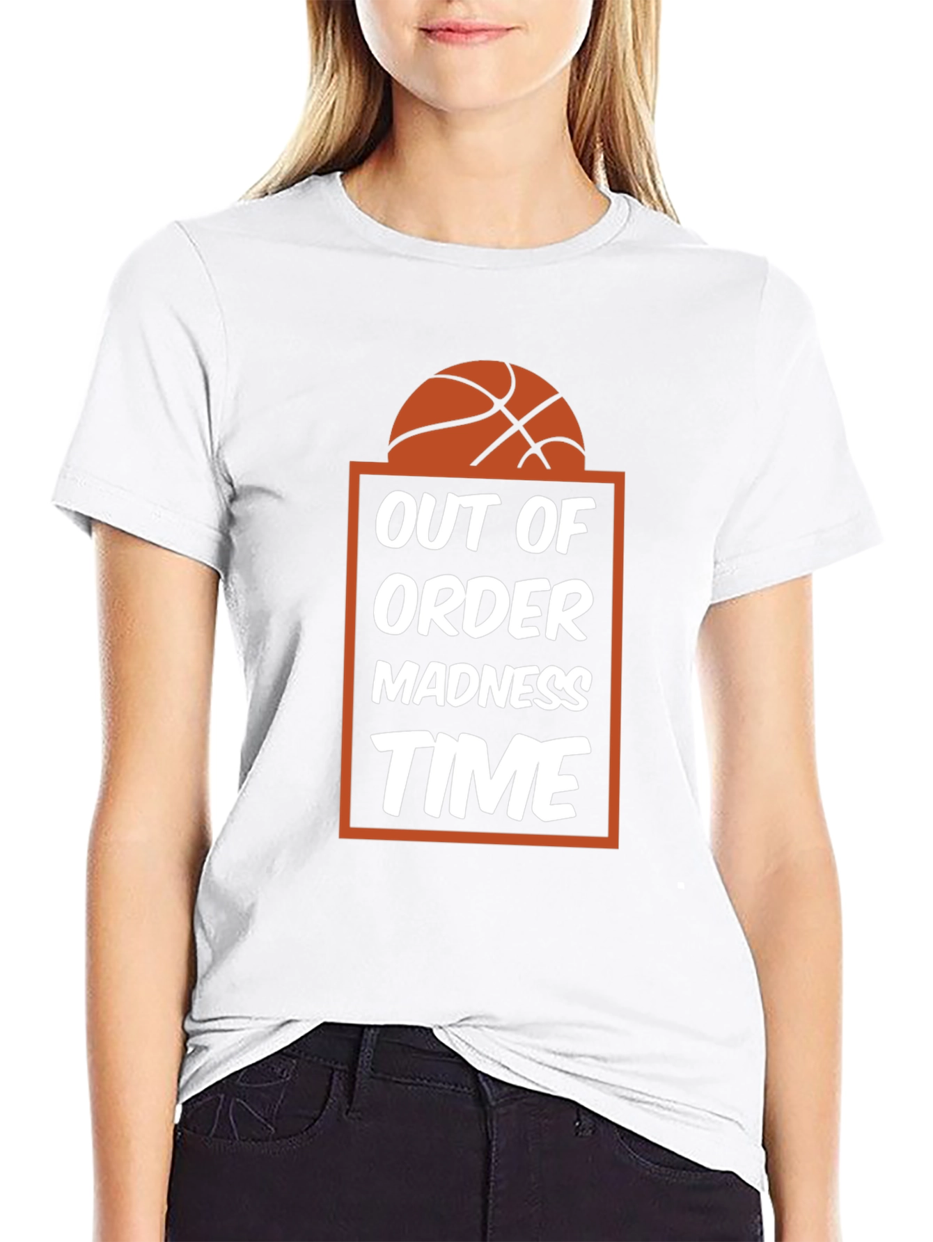 Black Out of Order Madness Time Basketball T-Shirt view 9