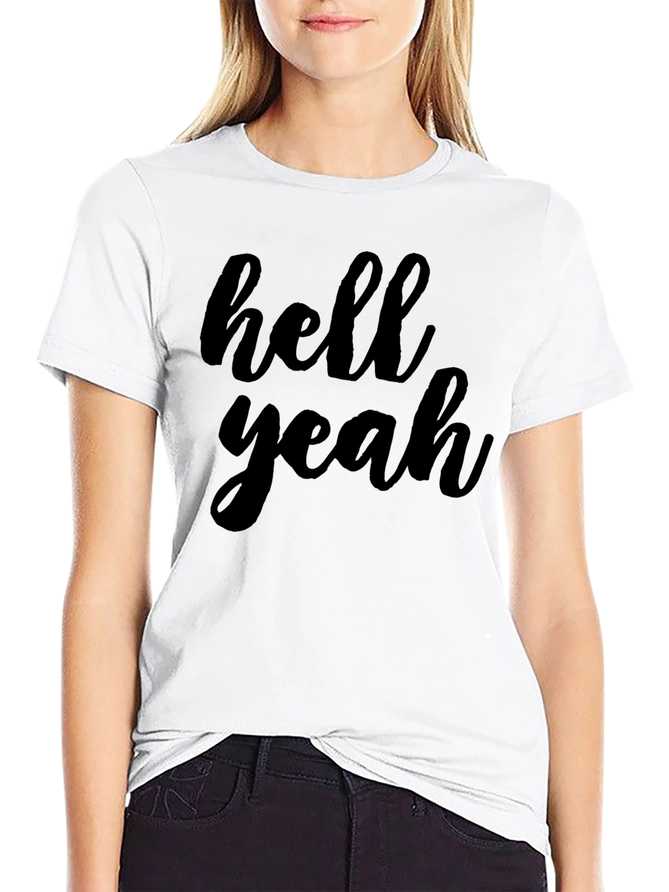 Black Hell Yeah Graphic Tee - Mens Crew Neck T-Shirt view 9