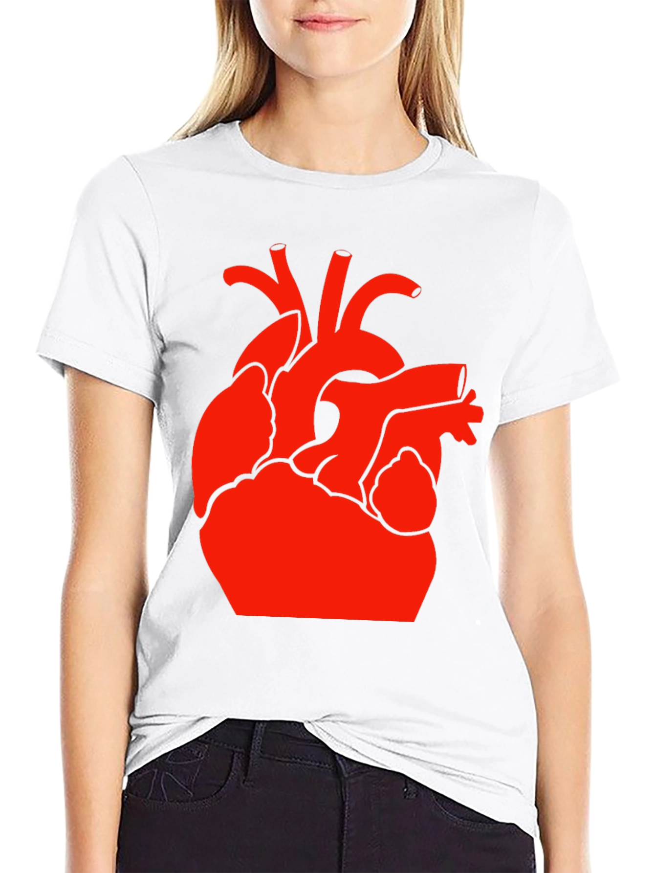 Black Red Heart Graphic Black T-Shirt view 9