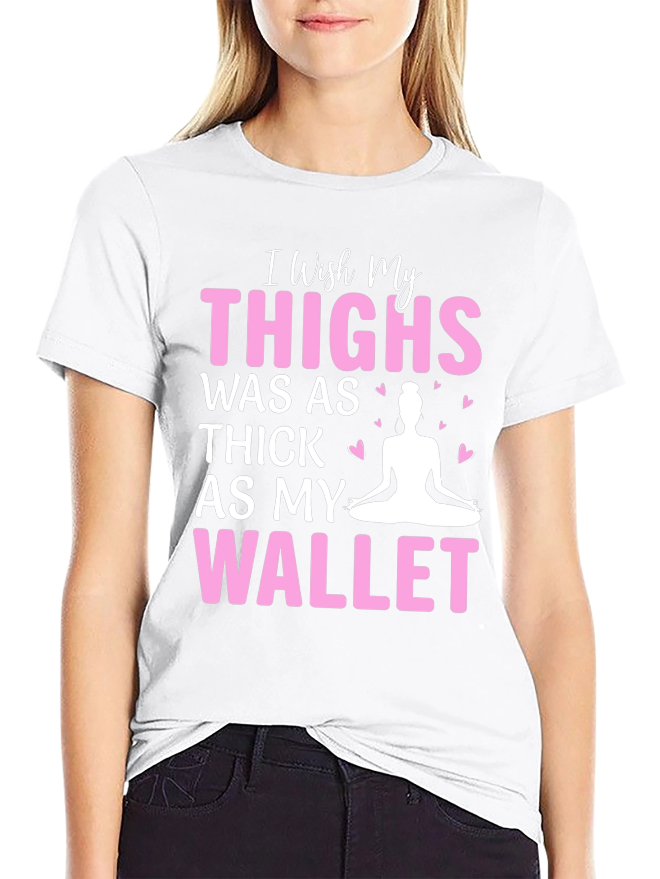 Black Funny Yoga Thighs Wallet Black T-Shirt view 9