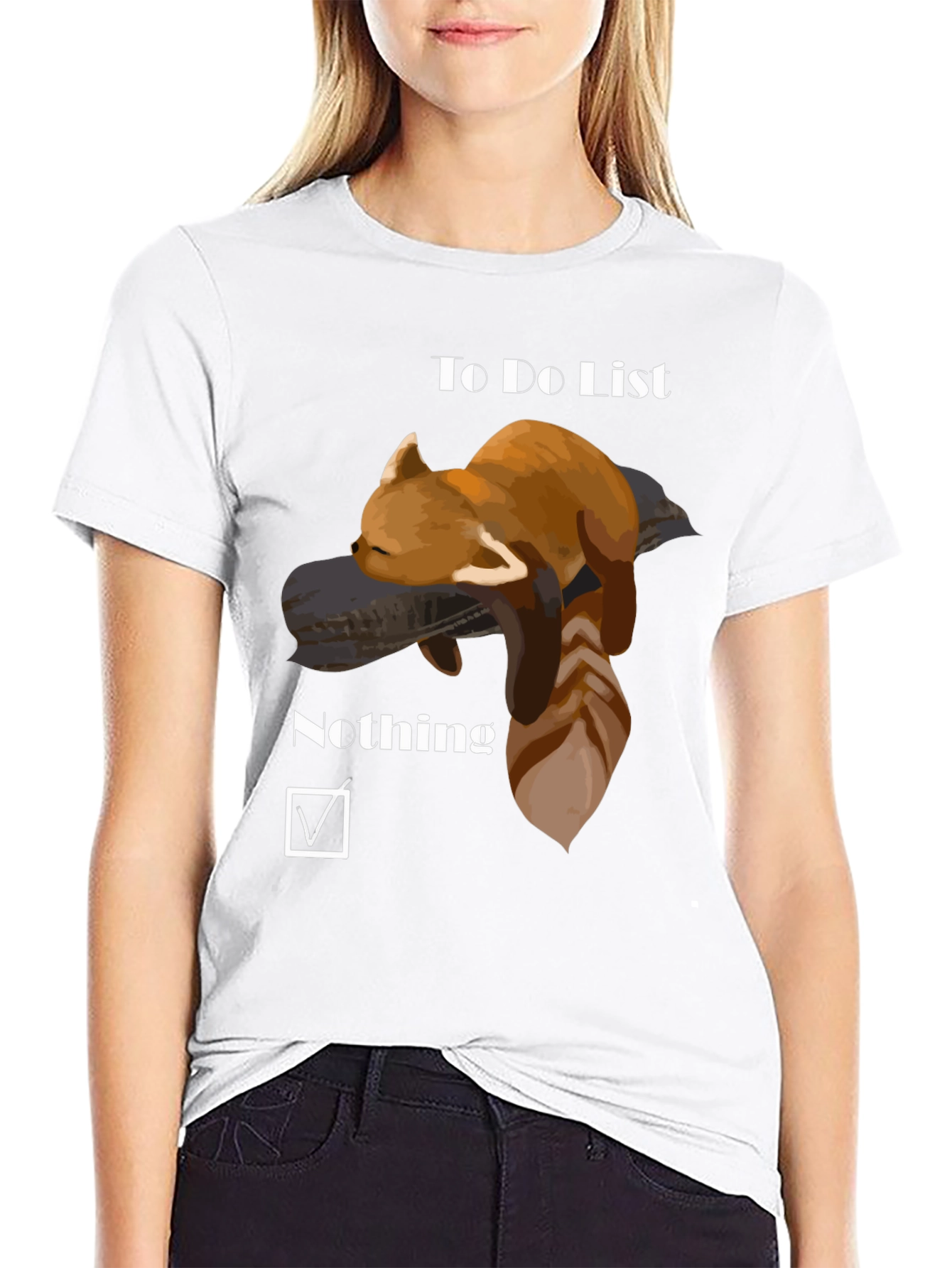 Black Red Panda To-Do List T-Shirt - Nothing Checked! view 9