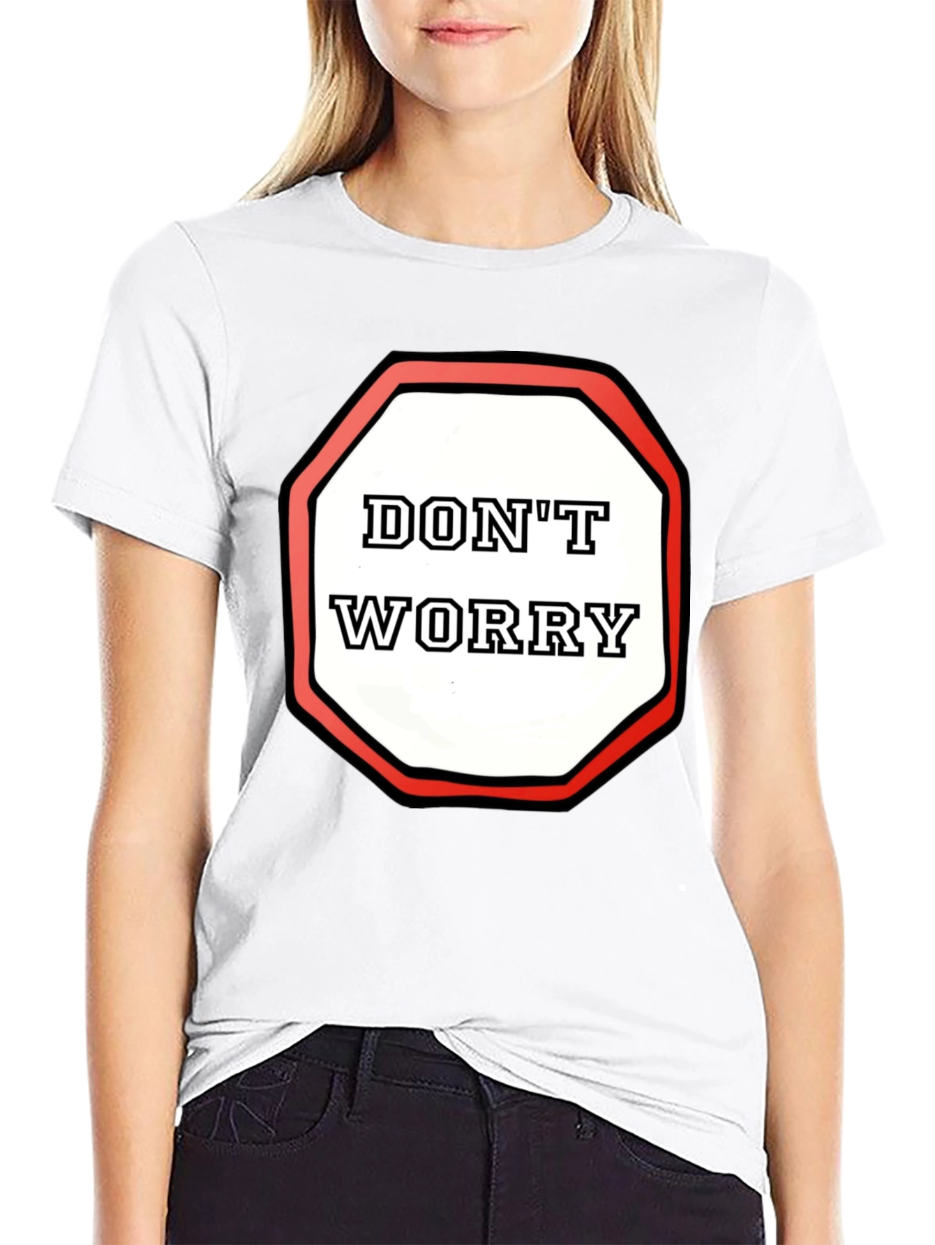 Black Don't Worry Graphic Tee - Black Cotton Comfort view 9