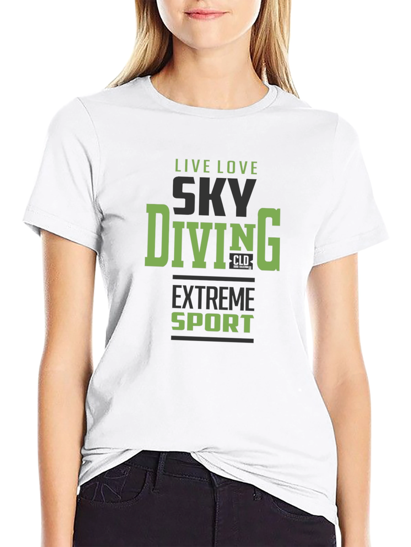 Black Sky Diving Extreme Sport Graphic Tee - Black view 9