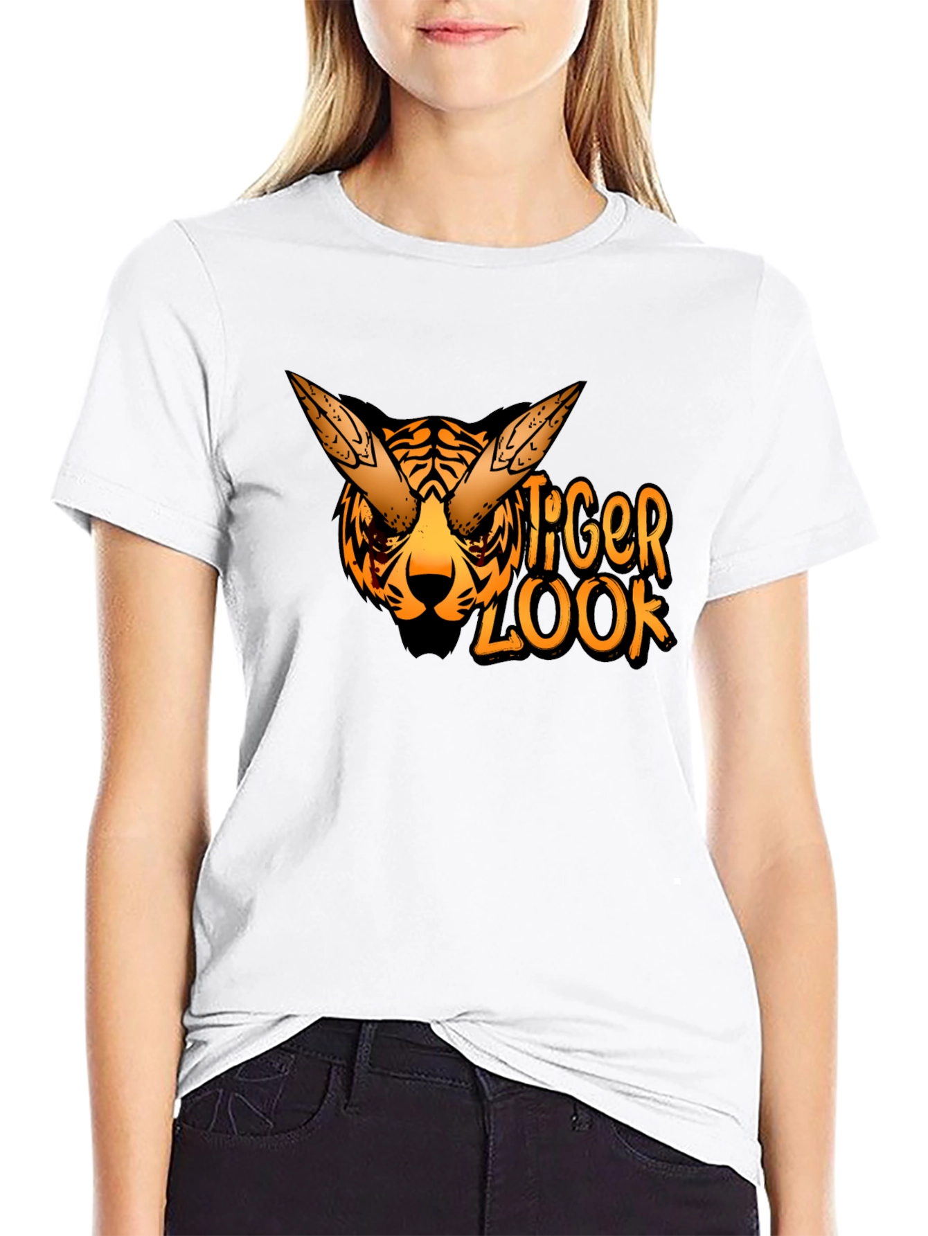Black Tiger Look Graphic Tee - Cool Animal Design view 9