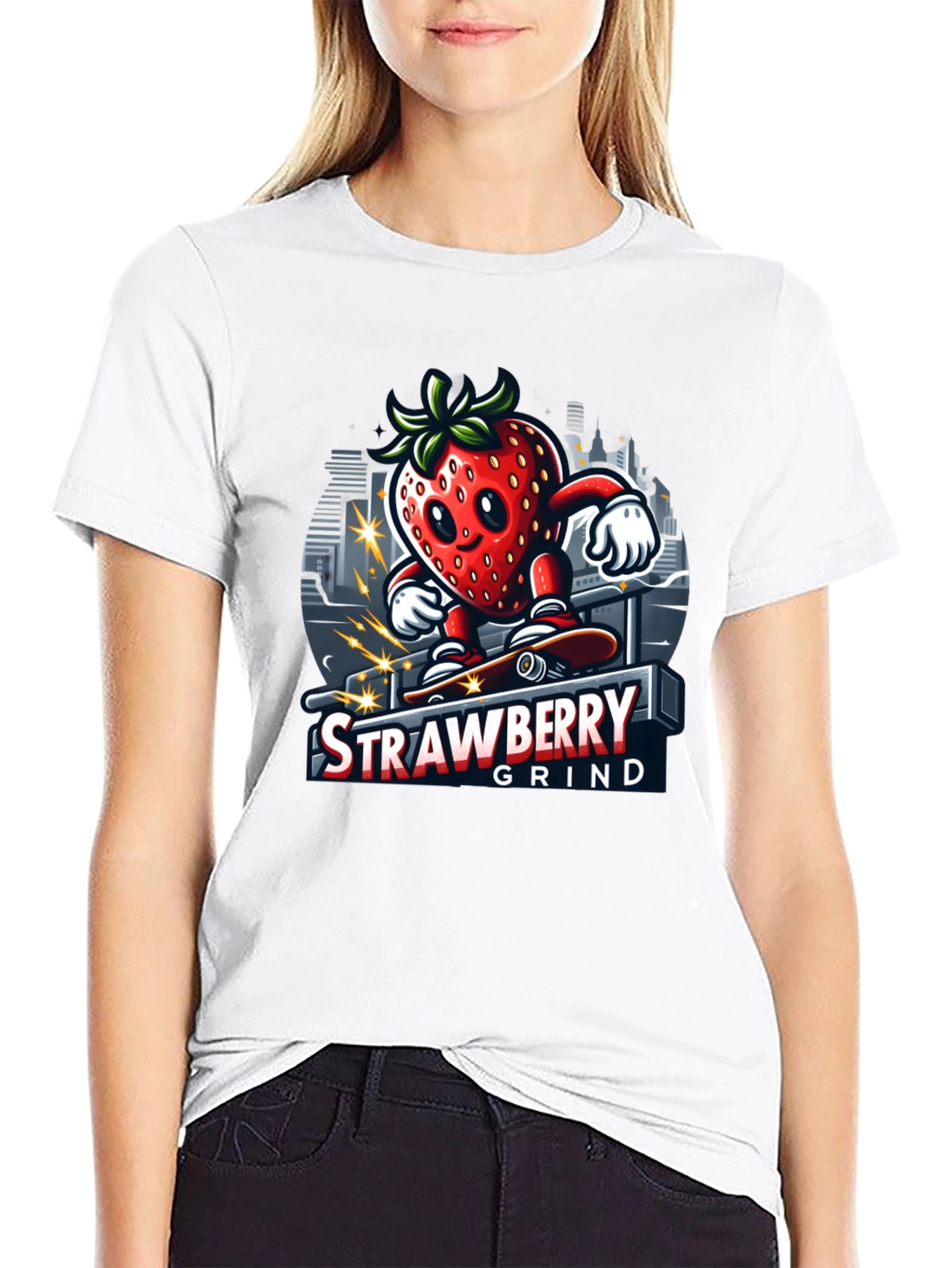 Black Strawberry Grind T-Shirt - Cool Graphic Tee view 9