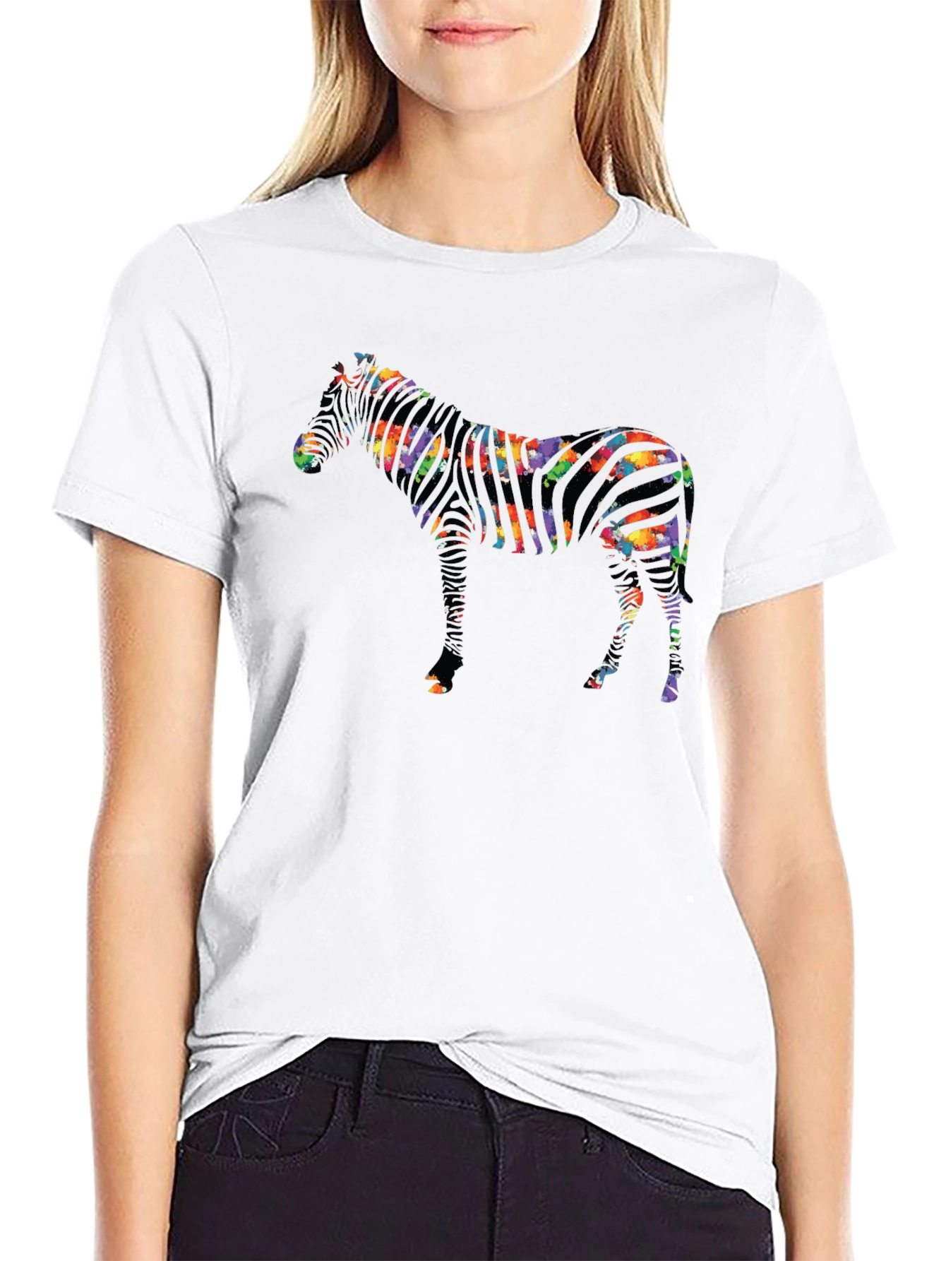 Black Stylish Zebra Graphic Black T-Shirt view 9