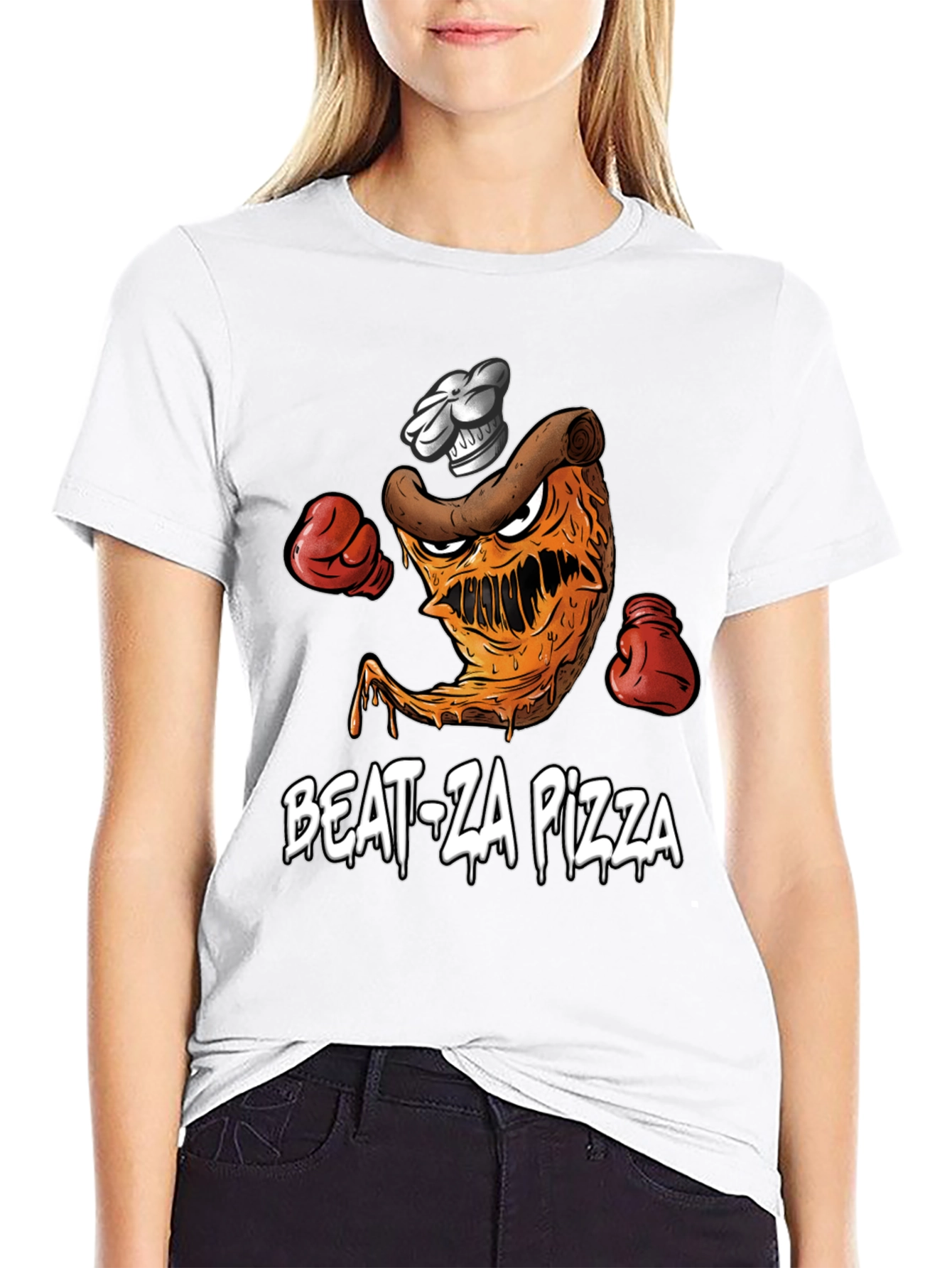 Black Beat-Za Pizza Graphic T-Shirt view 9