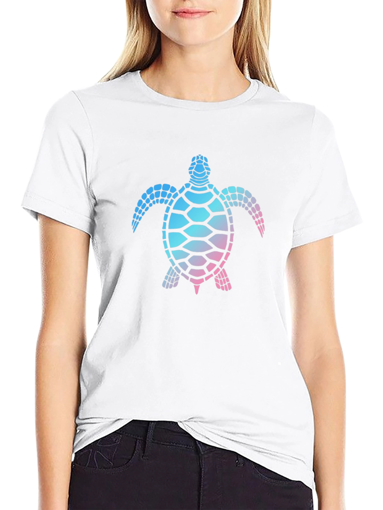 Black Sea Turtle Graphic Tee - Black Cotton T-Shirt view 9