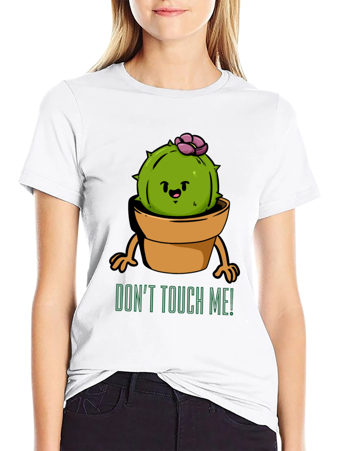 Black Cute Cactus Graphic Tee - Don't Touch Me! view 9