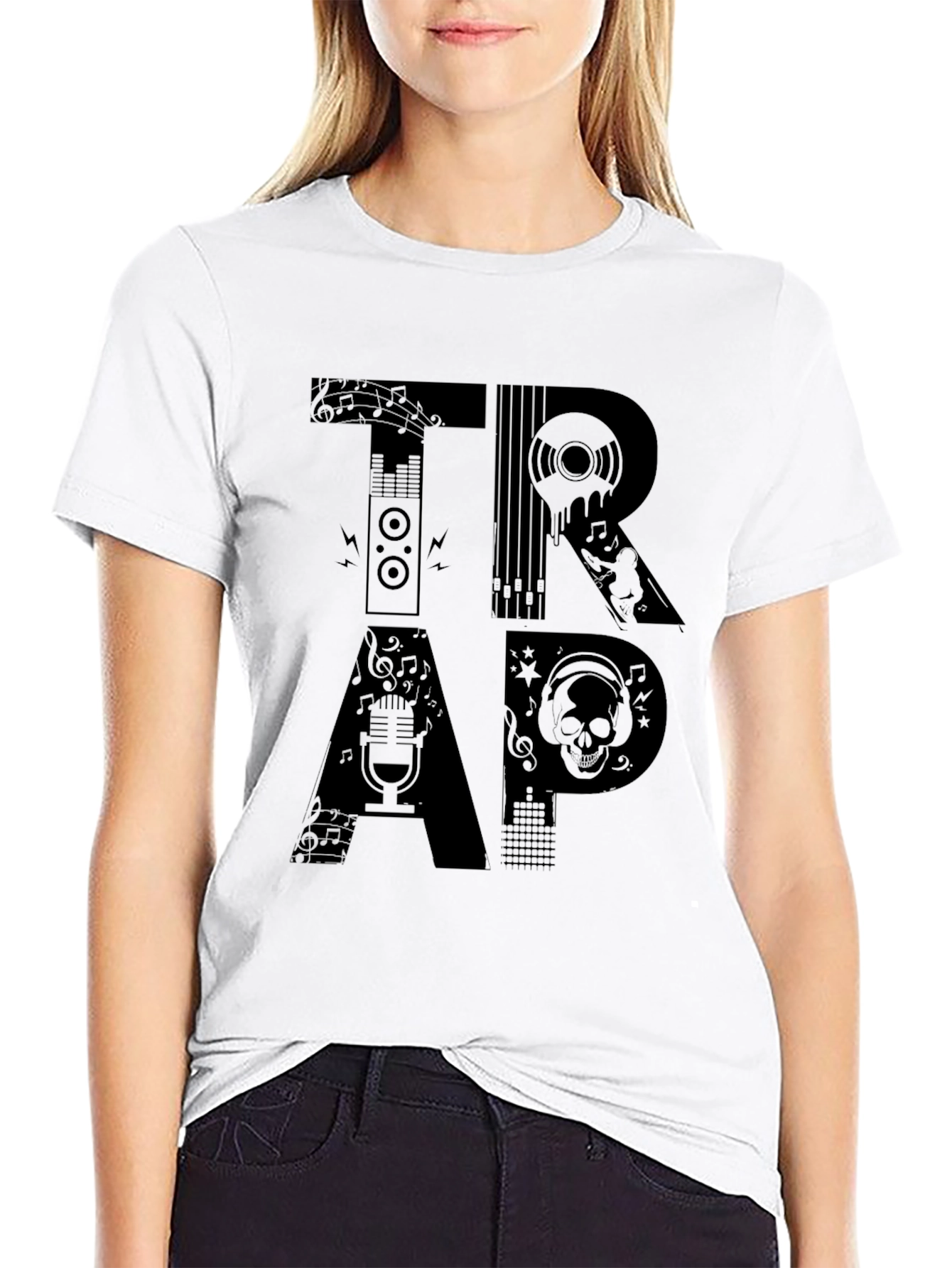 Black Trap Music Graphic Print Black T-Shirt view 9