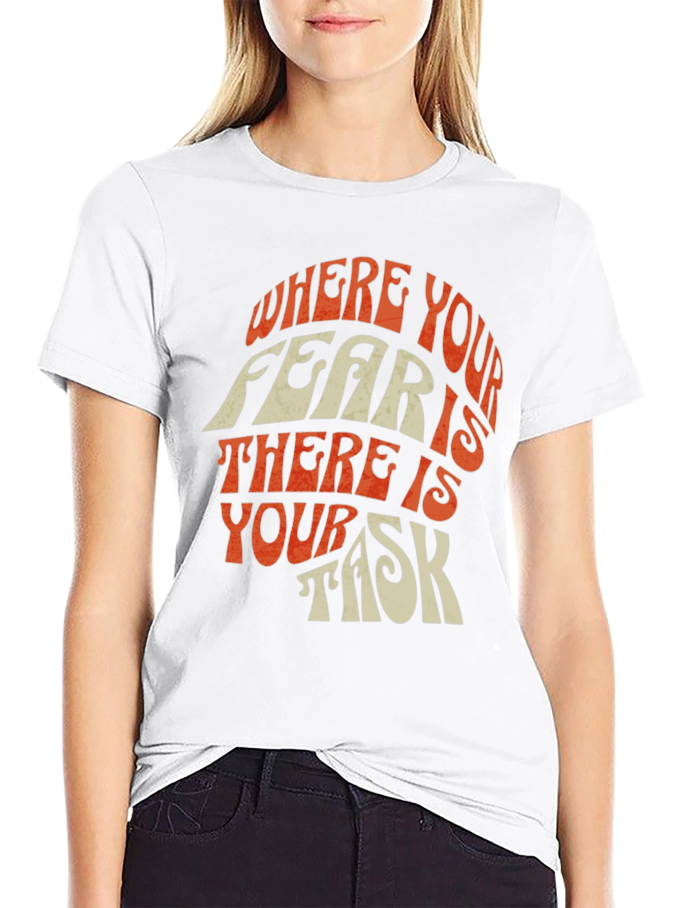 Black Motivational Graphic Tee: Where Your Fear Is view 9