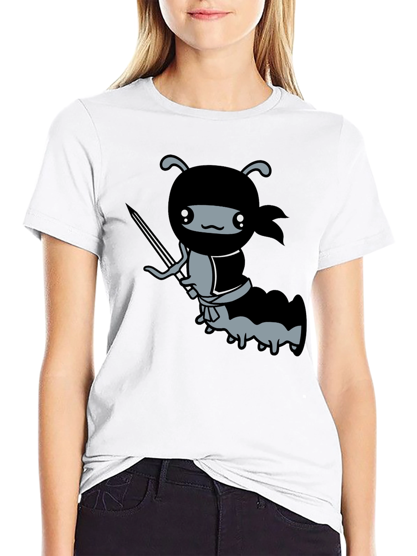 Black Ninja Caterpillar T-Shirt - Soft Cotton Tee view 9