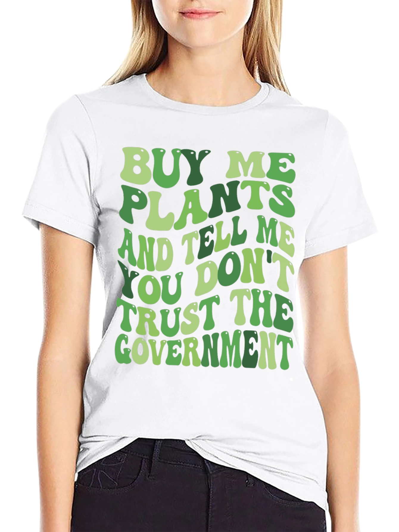 Black Buy Me Plants Funny Graphic Tee view 9