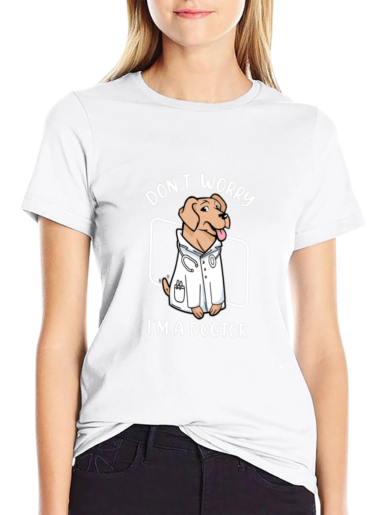Black Funny Dogtor T-Shirt - Don't Worry, I'm a Dogtor! view 9