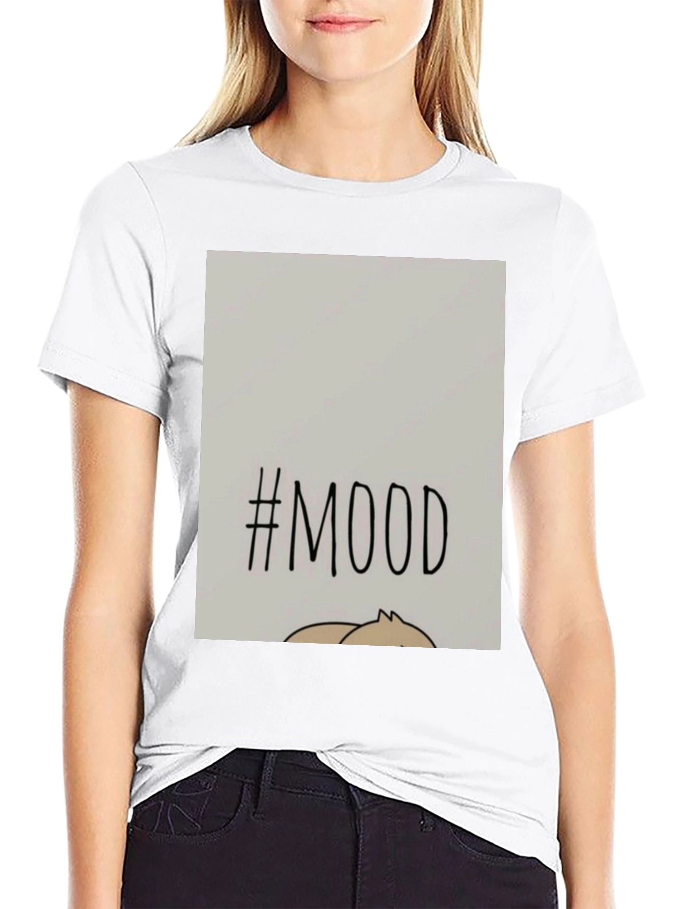 Black #MOOD Graphic Tee - Relaxed Fit, Black Cotton Blend view 9