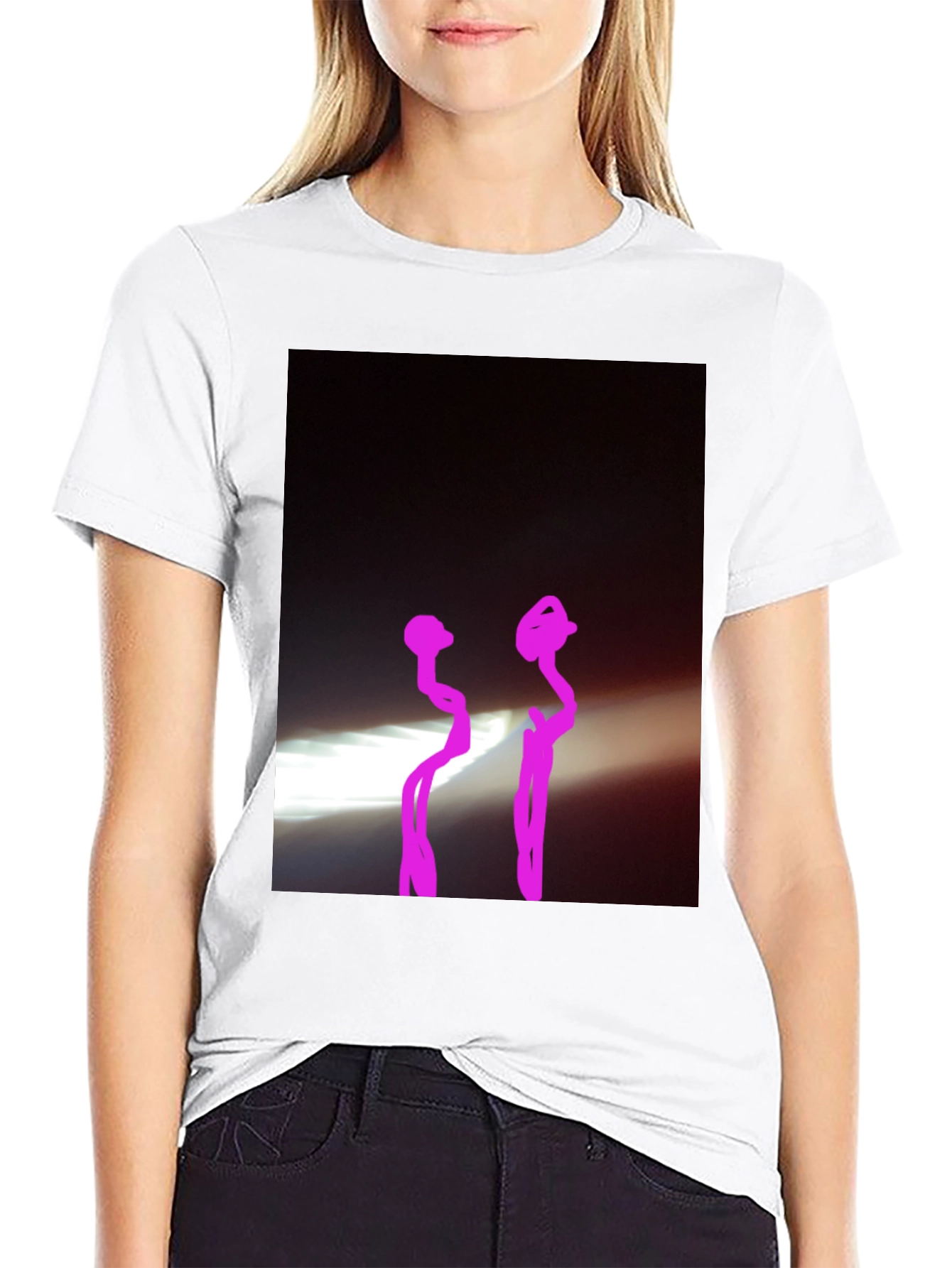 Black Black Graphic Tee with Abstract Design view 9