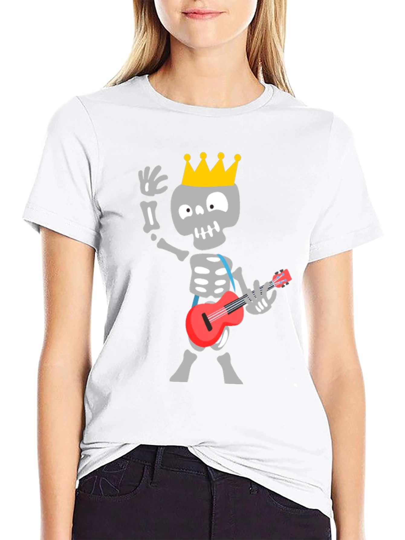 Black Skeleton King Guitar Player Black T-Shirt view 9