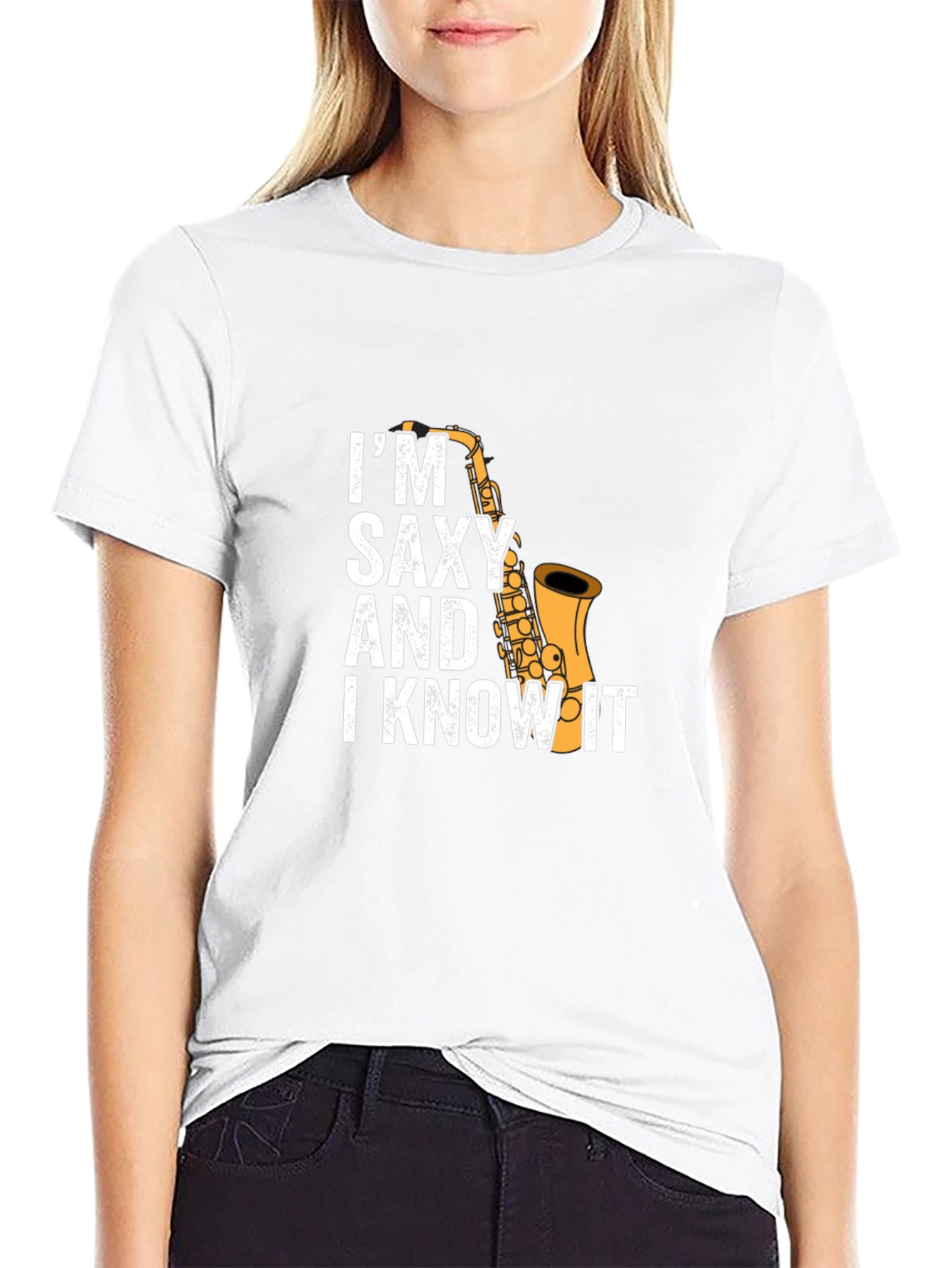 Black I'm Saxy and I Know It T-Shirt view 9