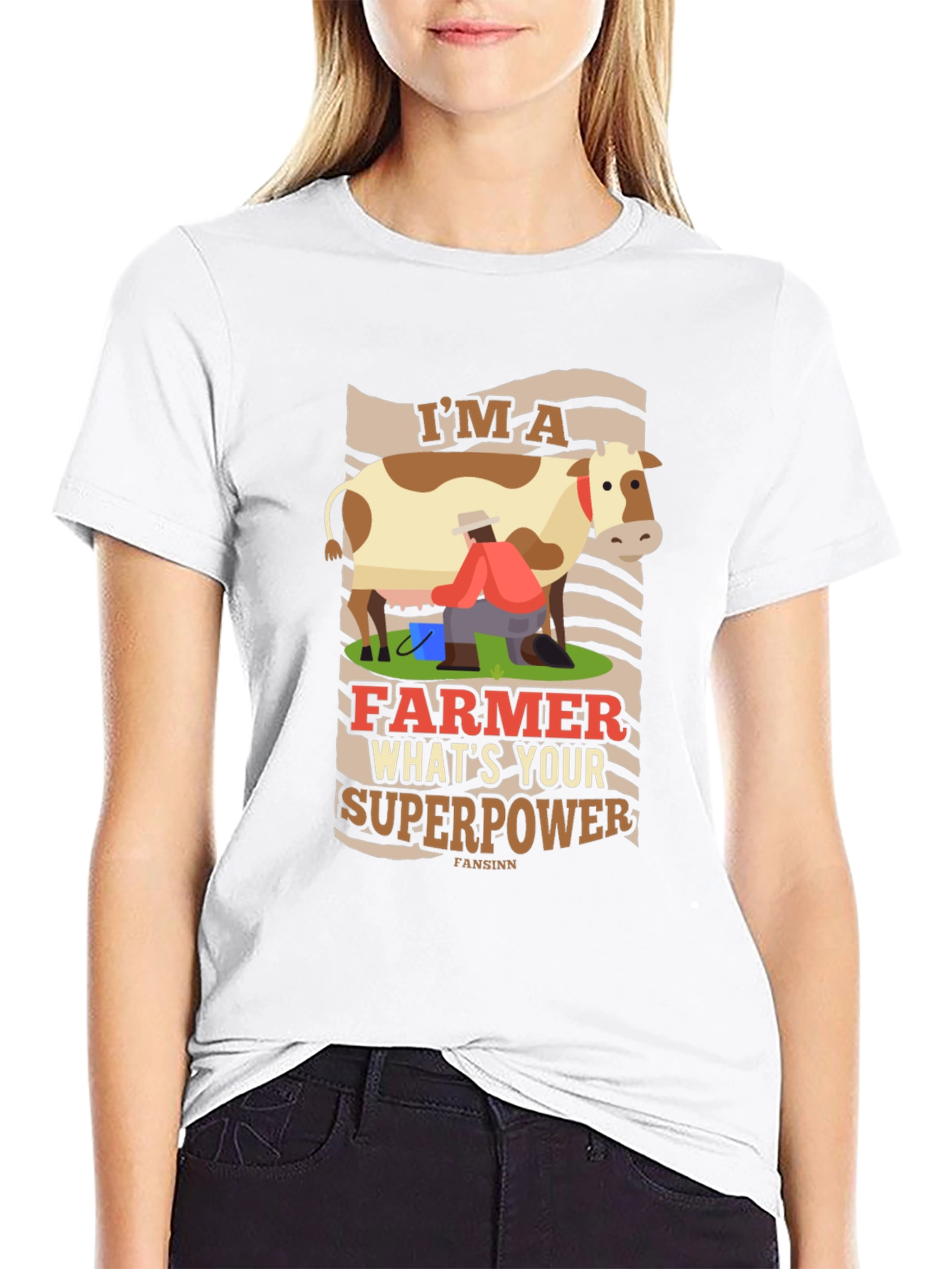 Black I'm A Farmer What's Your Superpower T-Shirt view 9