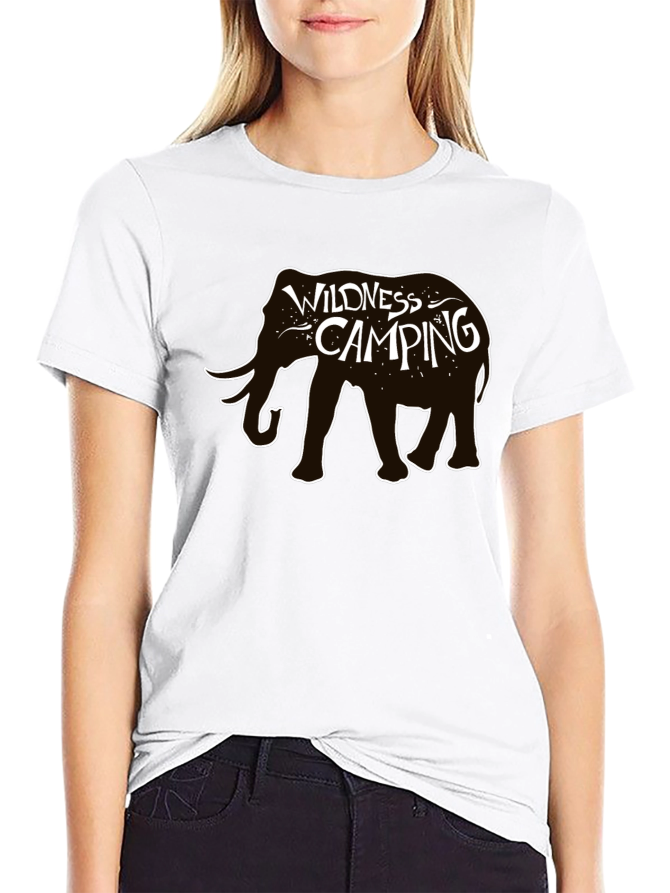 Black Wilderness Camping Elephant Graphic Tee view 9