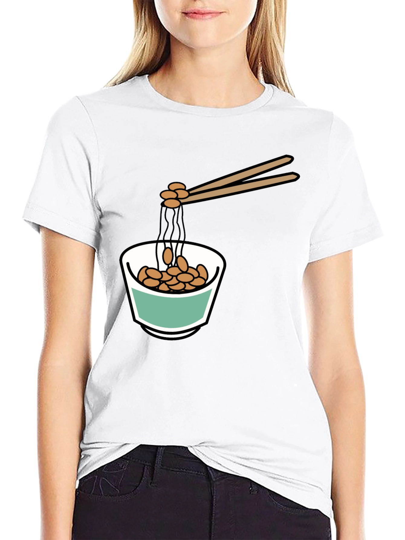 Black Natto Bowl Graphic Tee - Funny Foodie Shirt view 9
