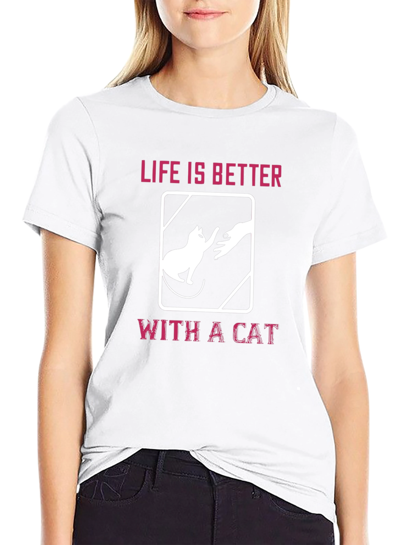Black Life is Better With A Cat Graphic T-Shirt view 9