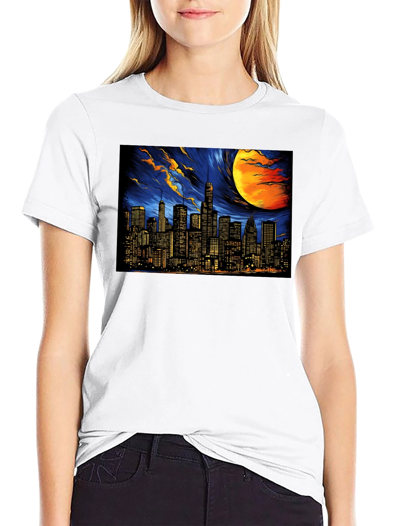 Black Cityscape Graphic Tee - Dark Sky Edition view 9