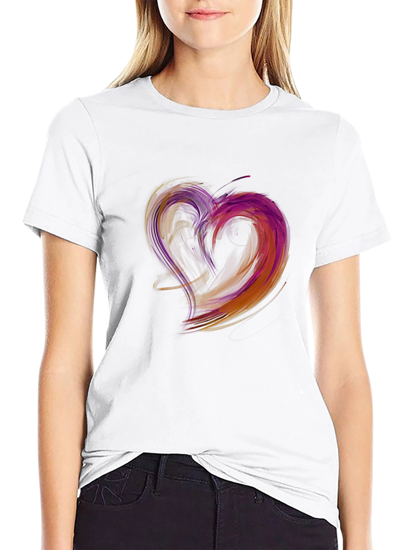 Black Abstract Heart Graphic Black T-Shirt view 9
