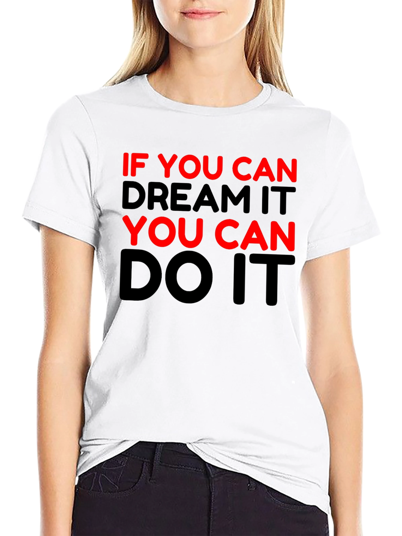 Black Motivational Black T-Shirt - Dream It Do It view 9