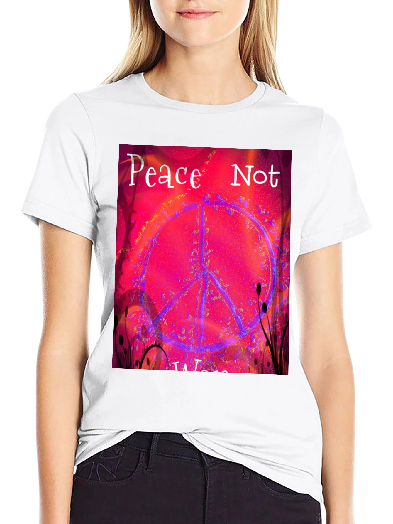 Black Peace Not War Graphic Tee view 9