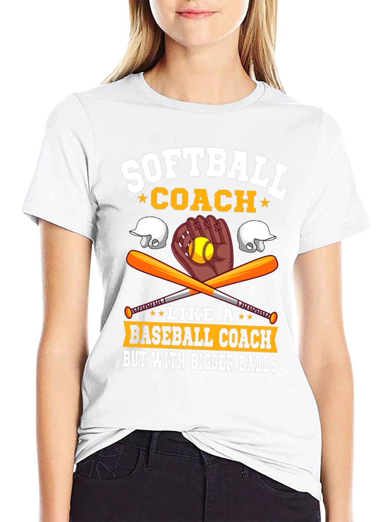 Black Softball Coach Bigger Balls Graphic Tee view 9