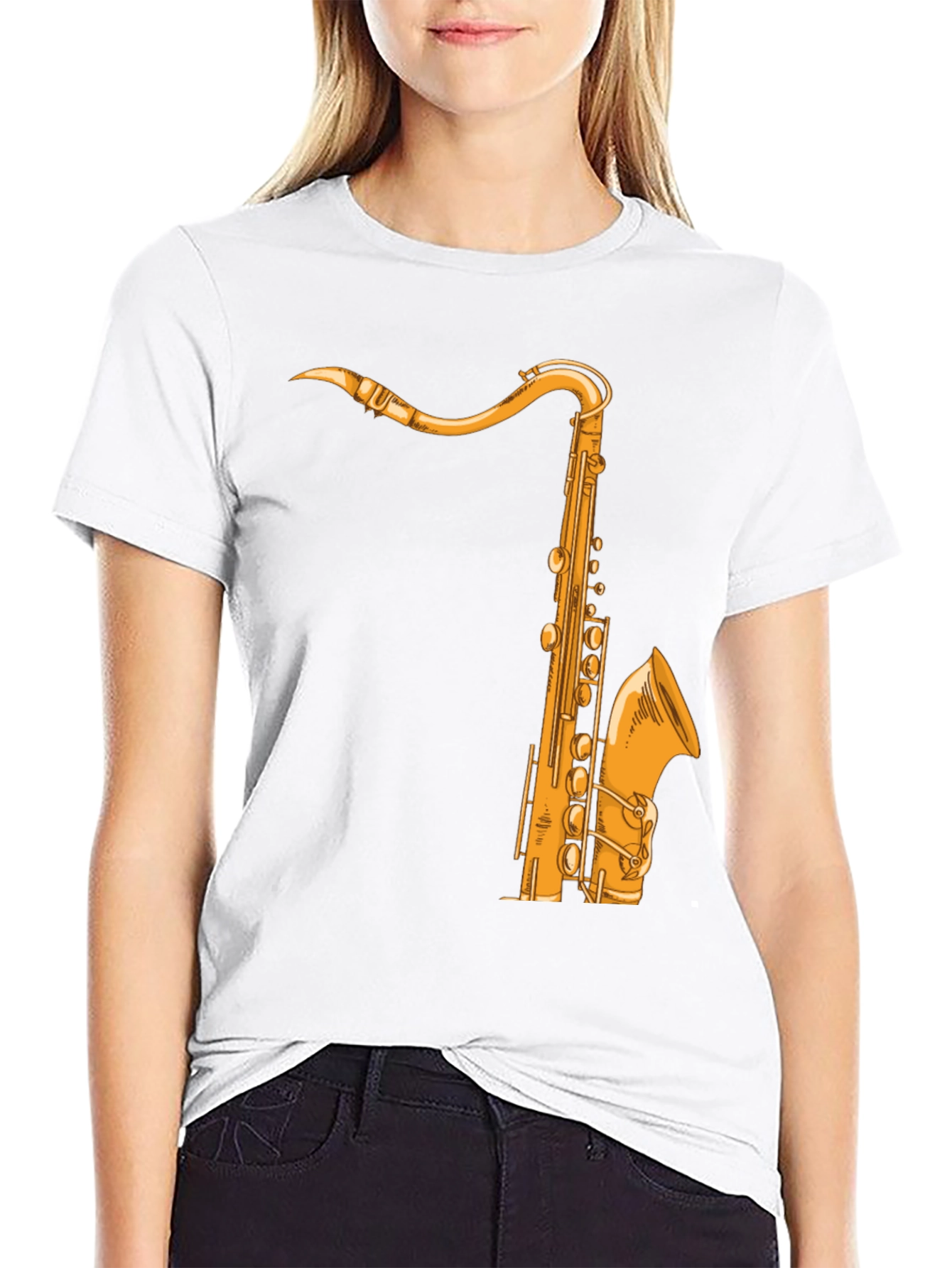 Black Saxophone Graphic Tee - Music Lover Shirt view 9