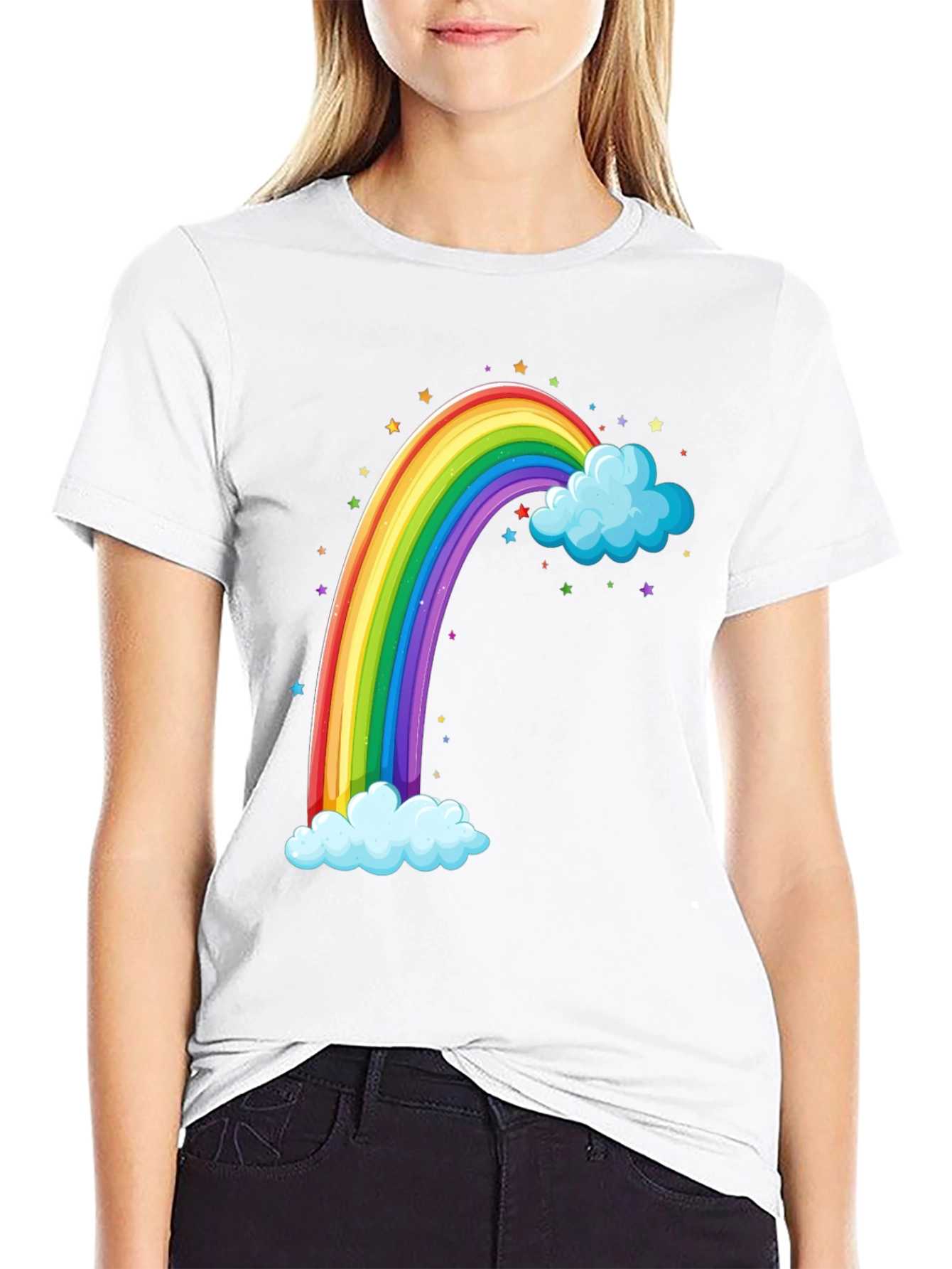 Black Rainbow & Cloud Graphic T-Shirt view 9