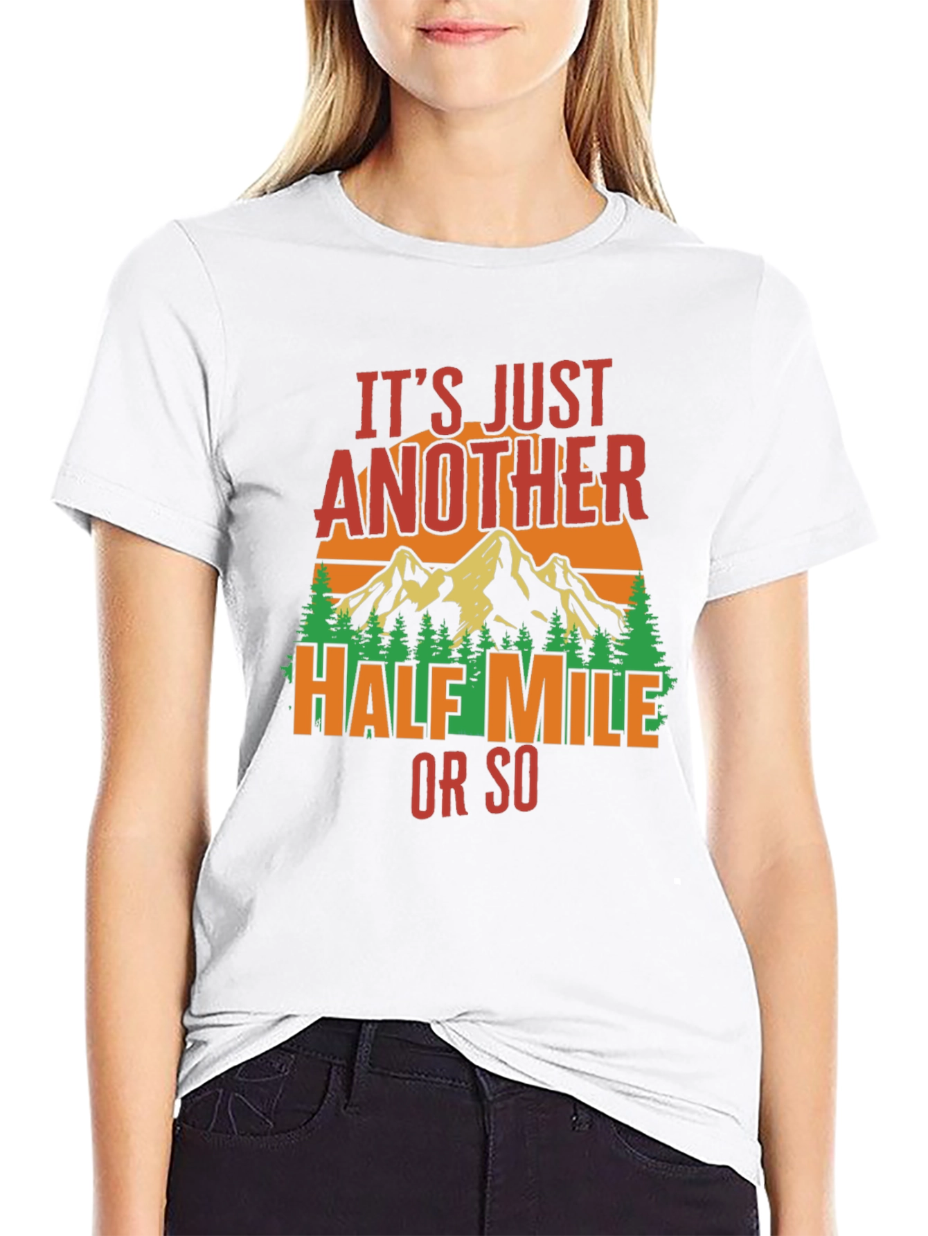 Black Hiking T-Shirt: Just Another Half Mile view 9