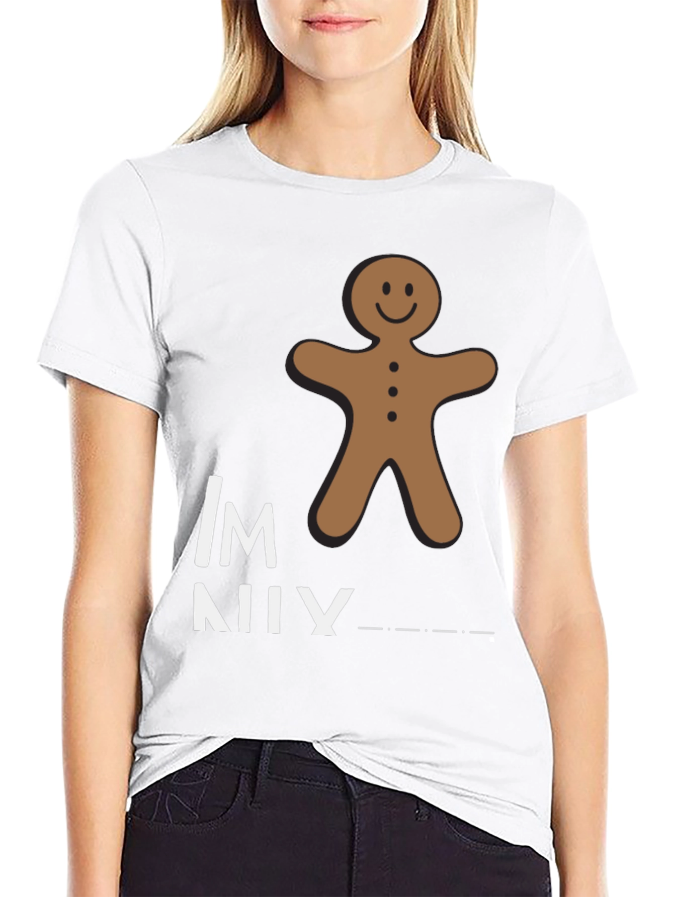 Black Gingerbread Man Funny Graphic T-Shirt view 9