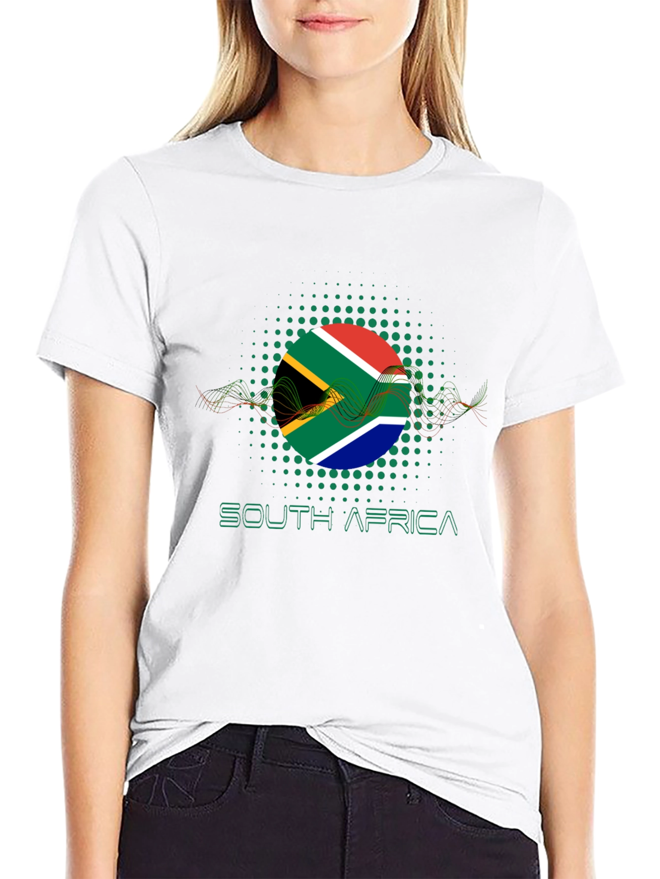 Black South Africa Flag Graphic Black T-Shirt view 9
