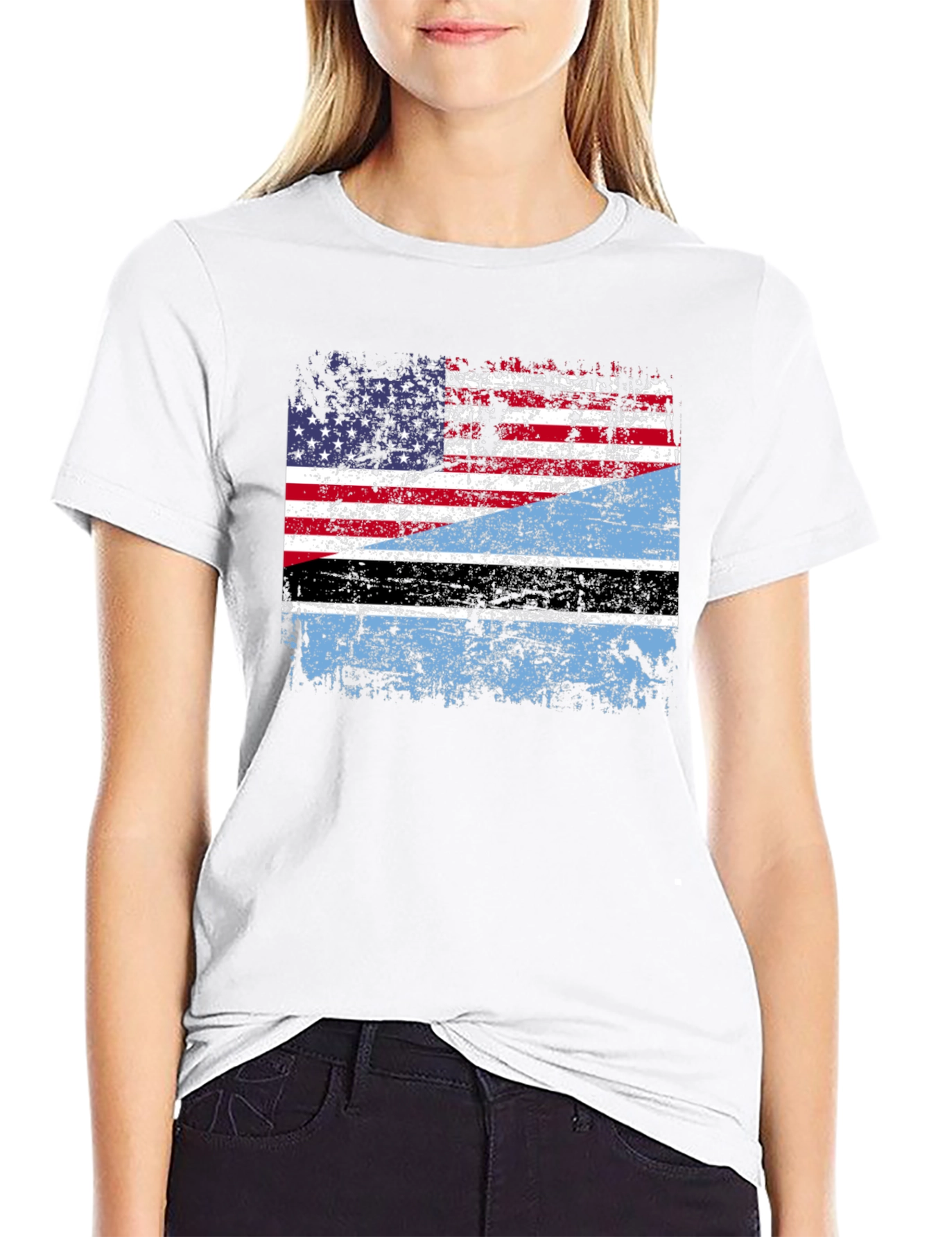 Black USA Botswana Flag Graphic Tee view 9
