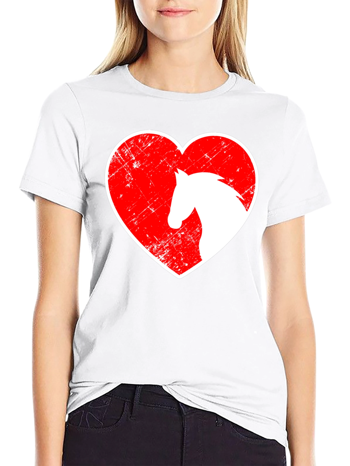 Black Horse Lover Graphic Tee - Heart Horse Shirt view 9